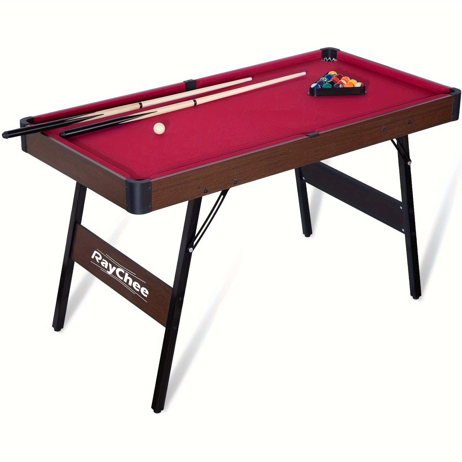 TEMU 54-inch Billiard Table, Collapsible Pool Table For Home Gaming Area, Portable Billiard Table With Reinforced And Durable Steel Legs, Adjustable And Non-slip Foot Pads, Complete Accessory Set