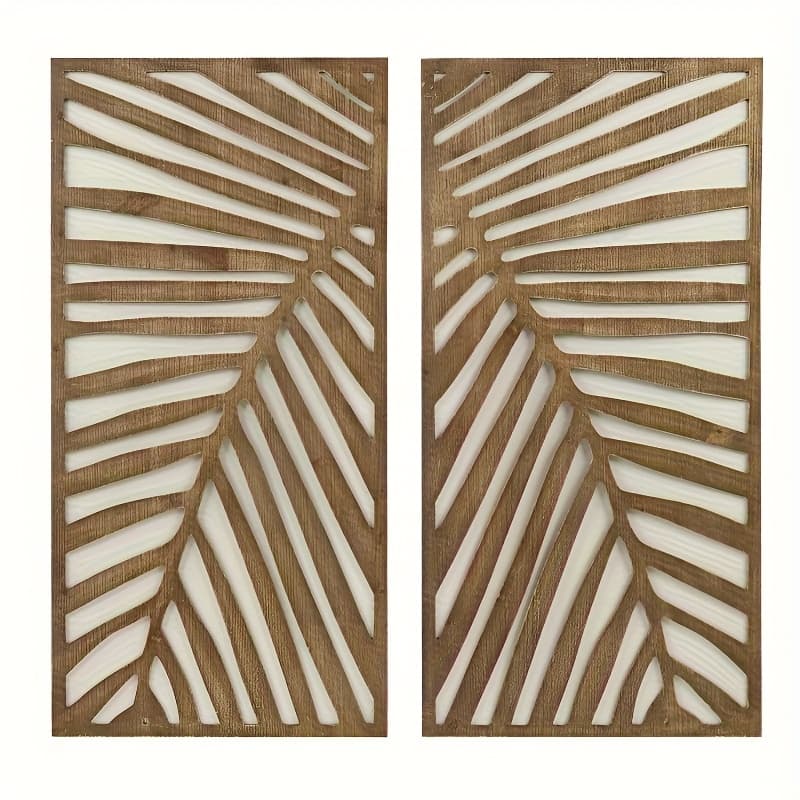 TEMU 2pcs Artificial Wood Panel Wall Decor Set