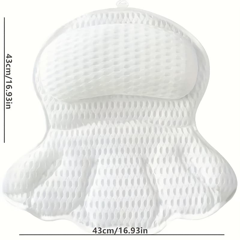 TEMU 1pc Bathtub Neck And Back Support, Bathtub Pillow, Fabric And 6pcs Anti-slip Suction Cups, , Bathroom Accessory