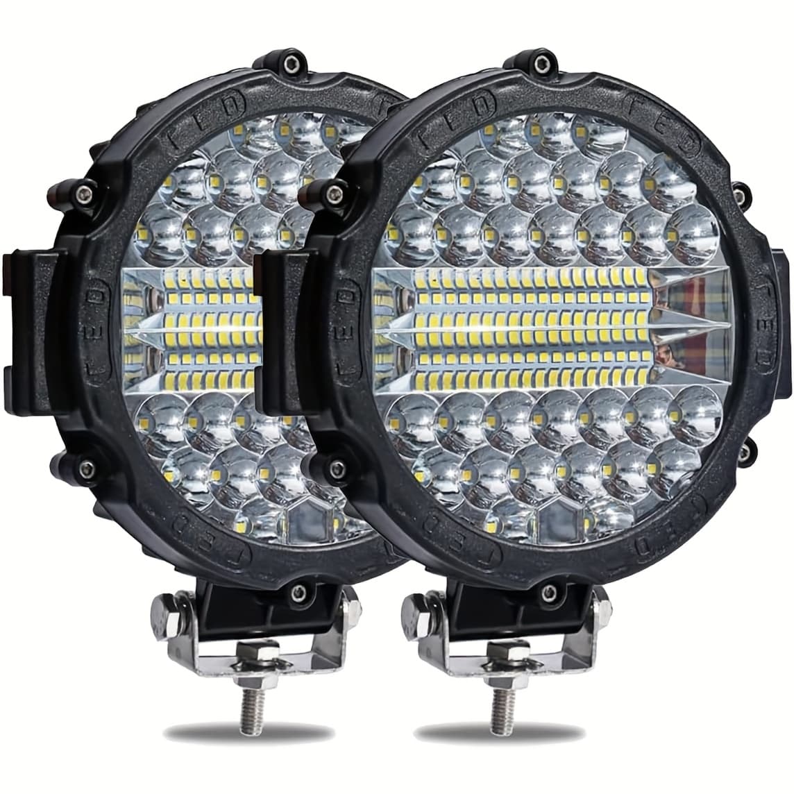 TEMU 2/4pcs 7 Inch Round Led Lights Pods Bar Led Driving Lamps Suv Offroad Truck