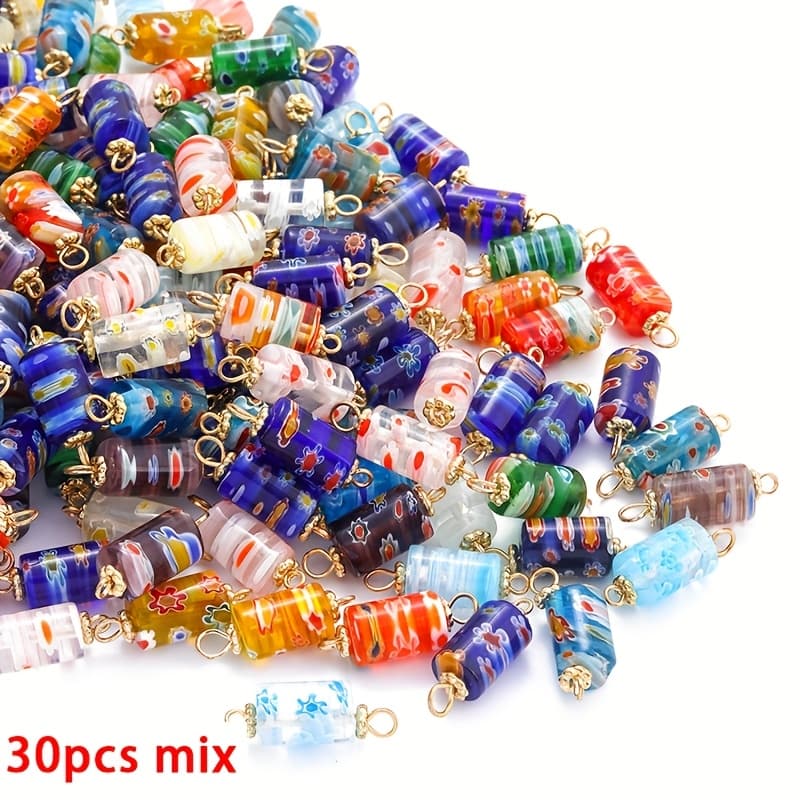 TEMU 30pcs Glass Pendants | Colored Glass Additions For Necklace, Earring, Keychain, Jewelry Making | Ideal Random Color Holiday Gift