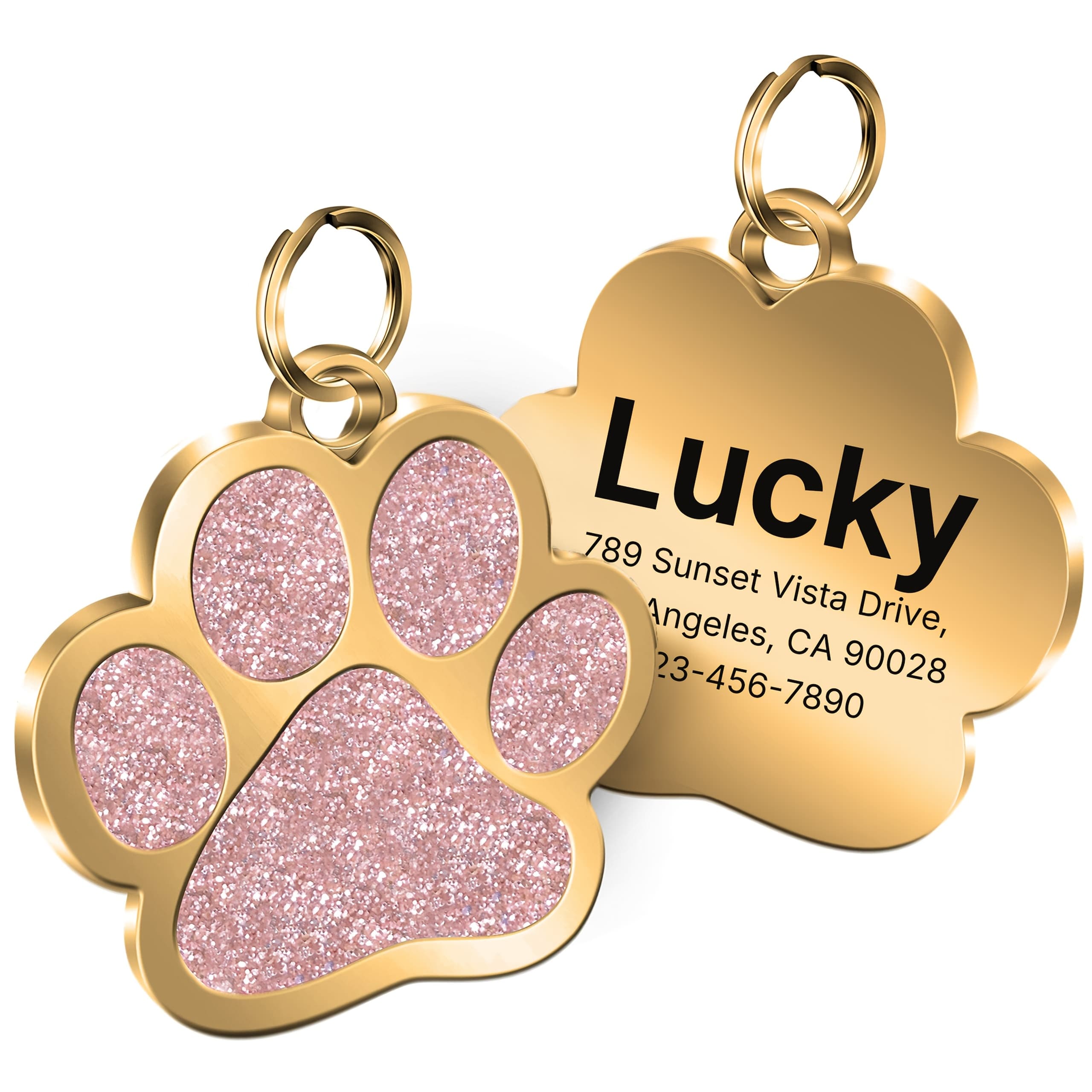TEMU 1pc Custom Engraved Pet Id Tag | Stainless Steel Name Phone Address Anti-lost Paw Design Clear & Durable Pet Supplies | Father's Day Gift