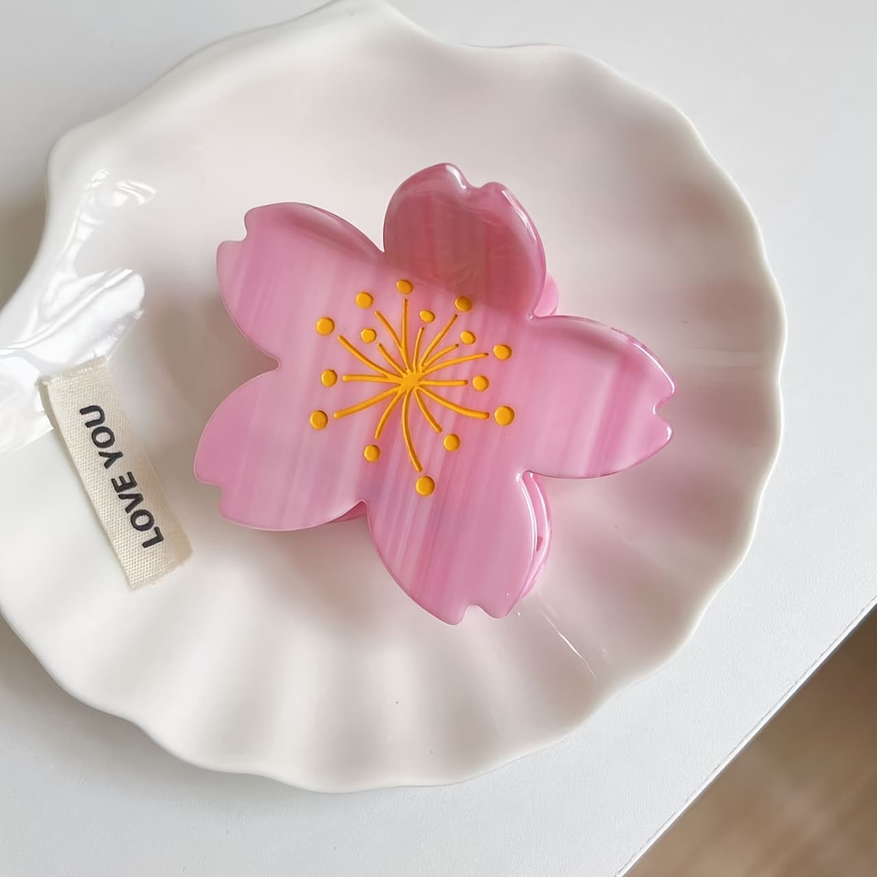 TEMU 1pc Sakura Lily Daisy Acetate Hair Clip