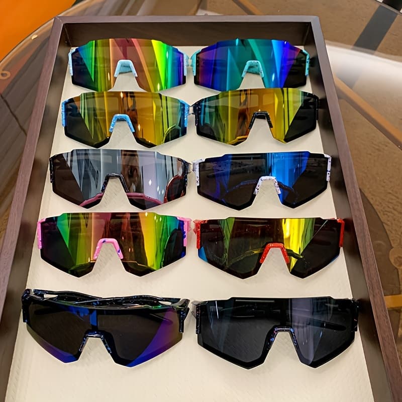 TEMU 10pcs New Outdoor Cycling Sunglasses, Eye Protection Goggles With Colorful Uv Protection, Random Color