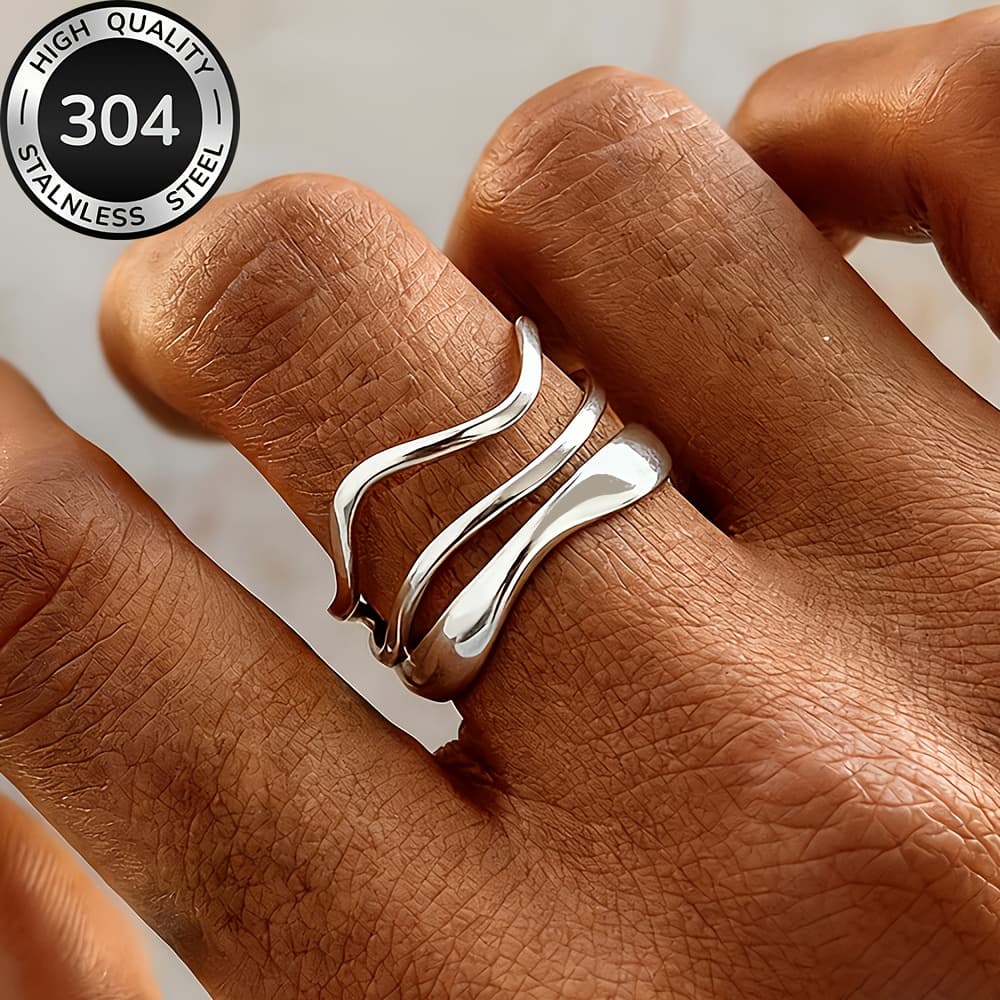 TEMU High-quality Stainless Steel Hypoallergenic Golden , Anti-fading, Easy And Elegant, Suitable For Daily Wear Or Party, Fashionable Women's Ring, Jewelry Accessory, And An Exquisite Gift For Women
