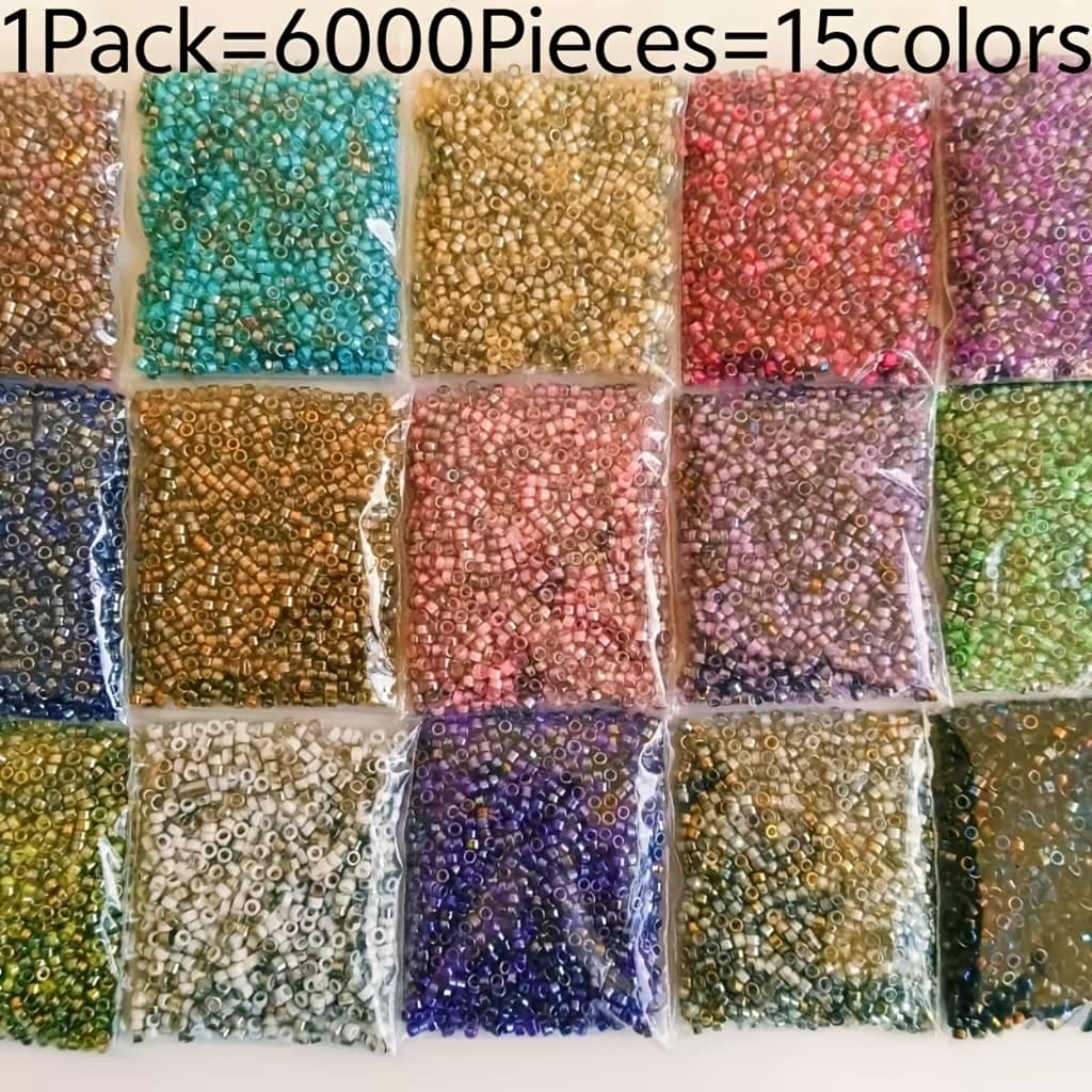 TEMU 6000pcs 15 Colors 2.5mm Gradient Glass Rice Beads Set, Suitable For Bangles, Bracelets, Necklaces, Gift For & Mother As Valentine's Day Gift - Bead Supplies