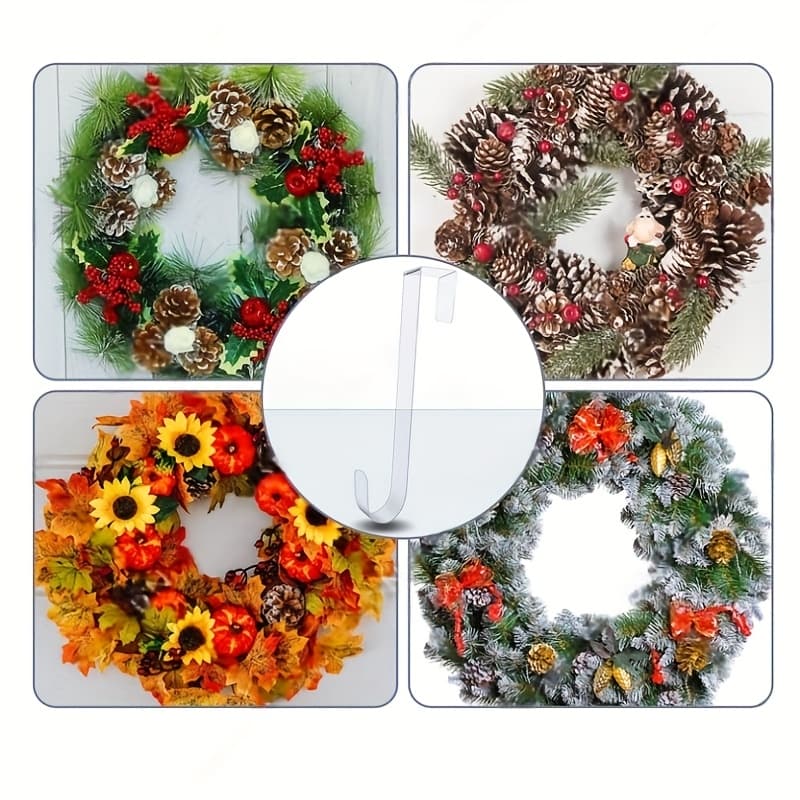 TEMU Clear Transparent Wreath - Door Hook Wreath - Door Hook, Easter, Halloween, Christmas Decorations, Welcome Sign For Front Door Home Decoration Hook (1/2 Sets)
