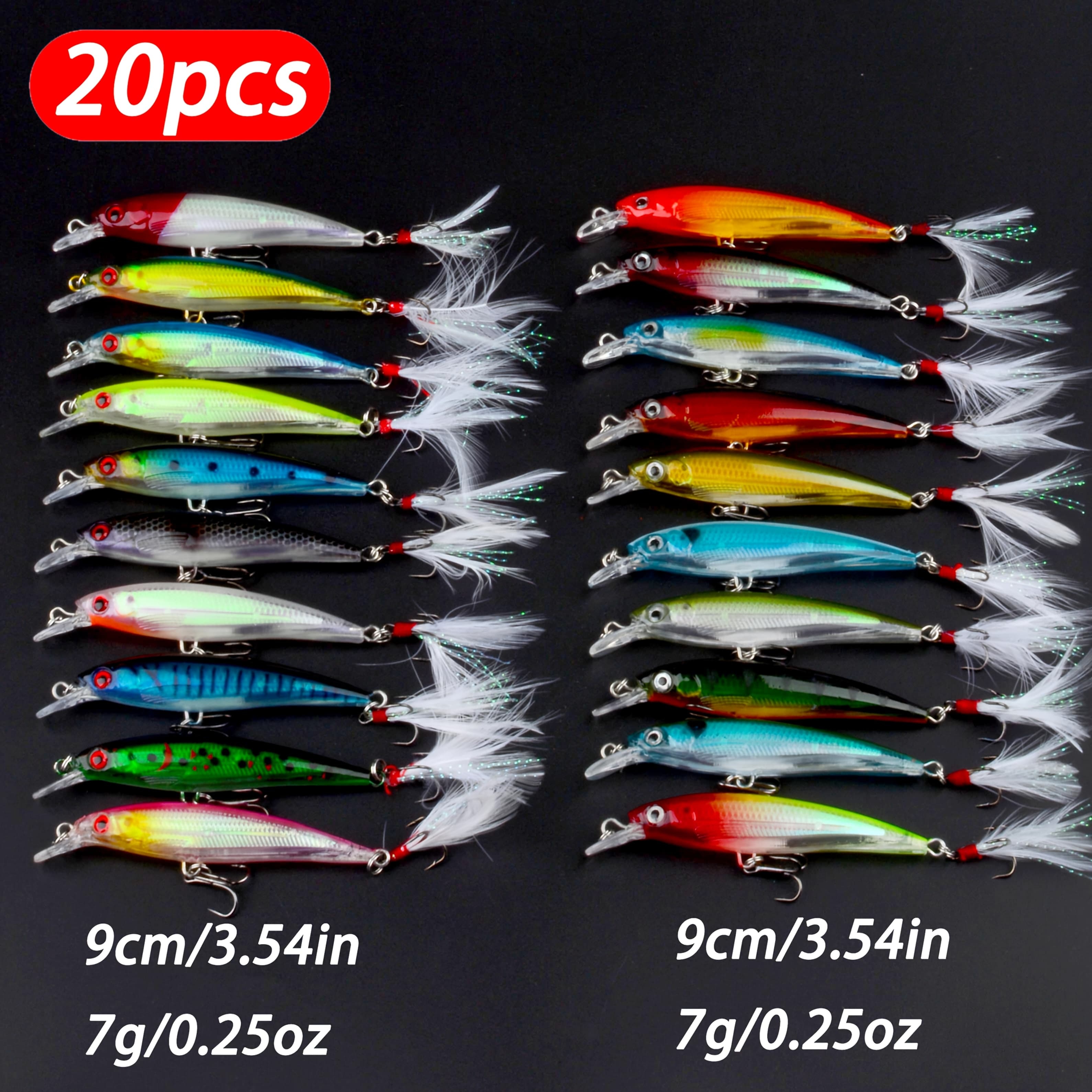 TEMU 20pcs Sinking Laser Minnow Fishing Lure Artificial Bait 3d Wobbler Hard Bait Fishing Tackle Trout Pike Lure Pesca