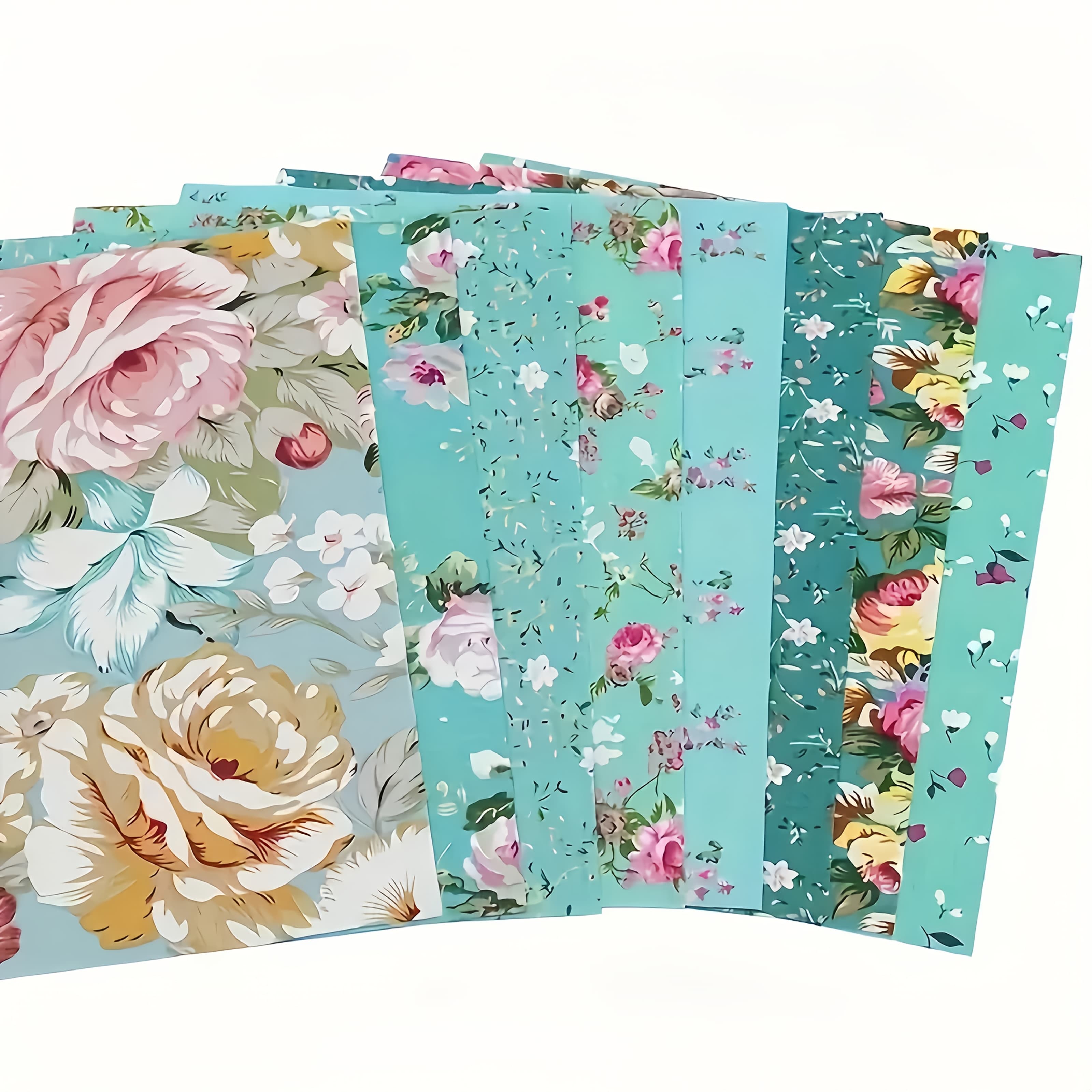 TEMU 8pcs Floral Fabric Squares - Pre-cut , Diverse Designs Durable Beautiful Fabrics Suitable For Diy Quilting, Appliqué, And Doll Making - A For Sewing Enthusiasts