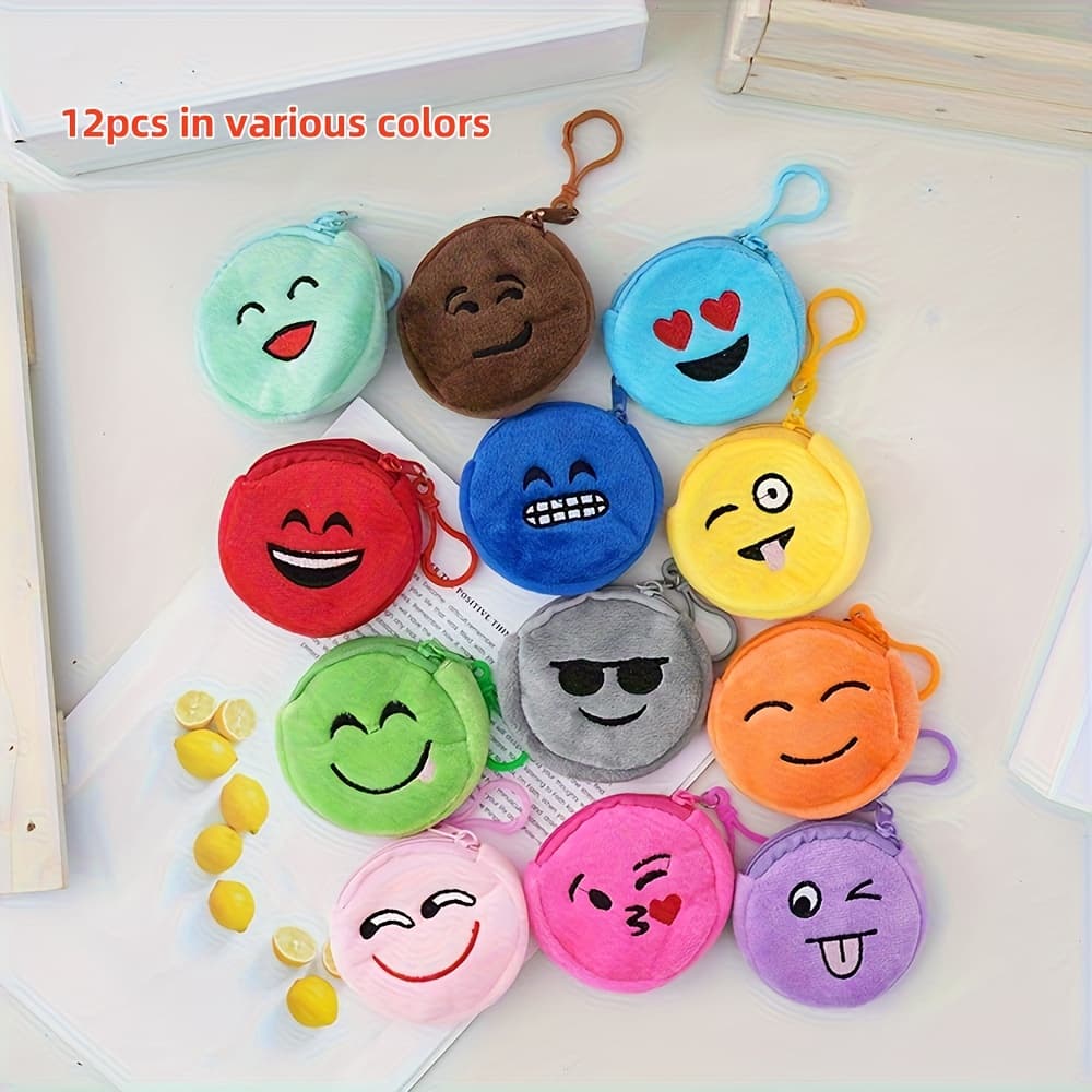 TEMU 12 Plush Coin Purses, Men's And Women's Wallets, Colorful Cute Zipper Keychain Pouches With Key Rings, Small Zippered Coin Purse In 12 Colors