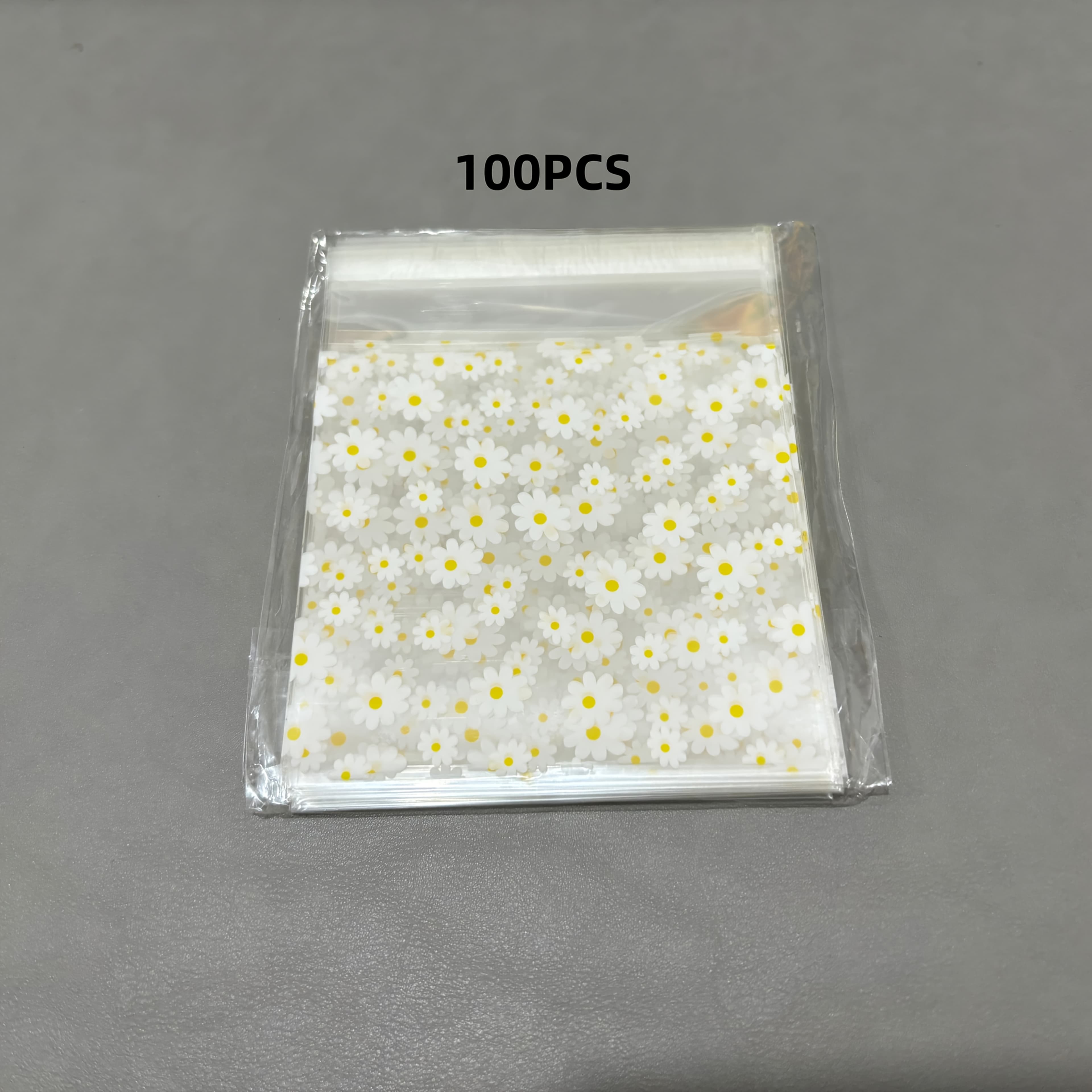 TEMU 10 X 13 Cm Small Daisy Printed Plastic Opp Self-adhesive Bag Resealable Bag Jewelry Gift Packaging Bag 50/100pcs