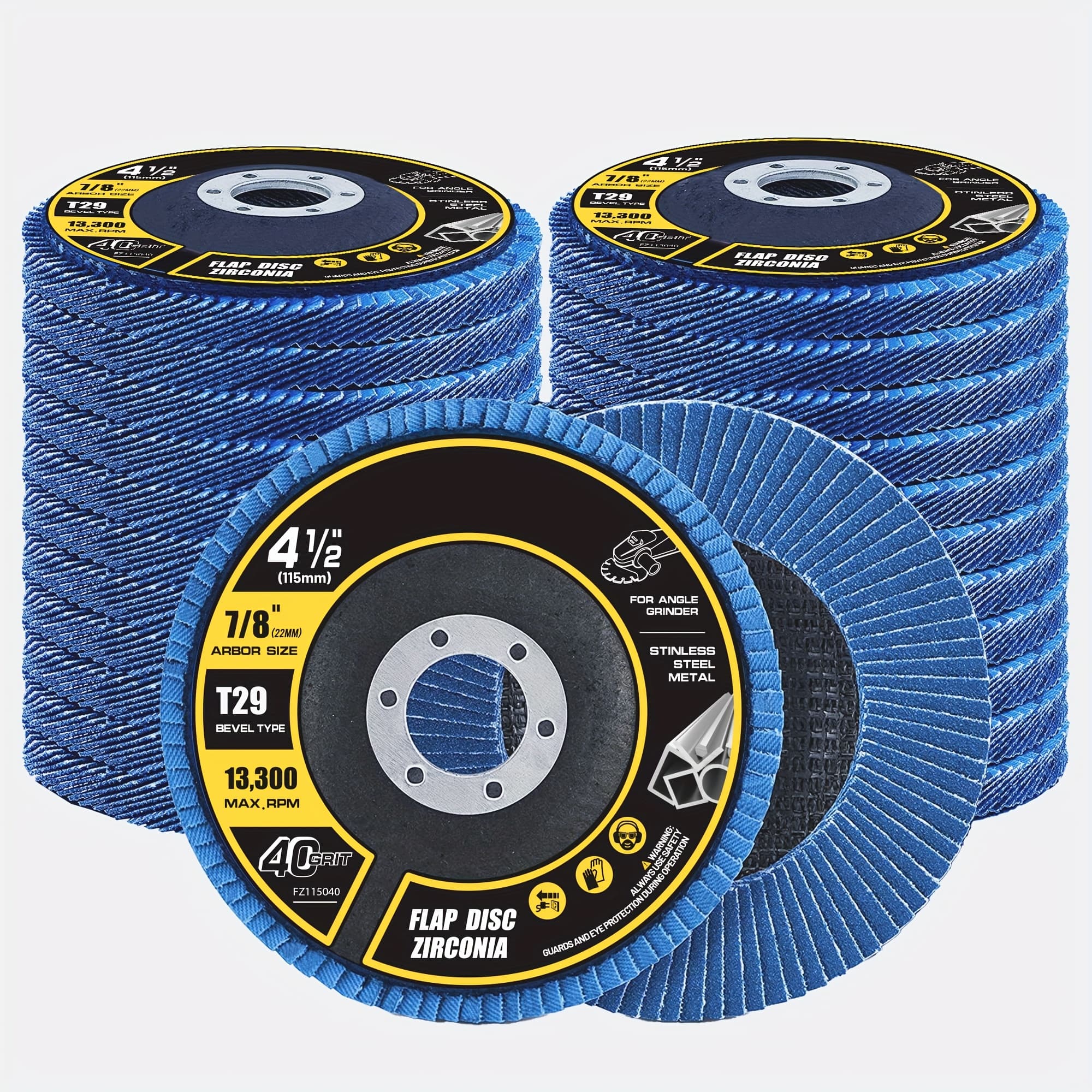 TEMU 24 Pack Shinyork Flap Discs 4 1/2 For Angle Grinder | Type 29 Zirconia Grinding Disc For Stainless Steel, Sheet Metal, Cast Iron