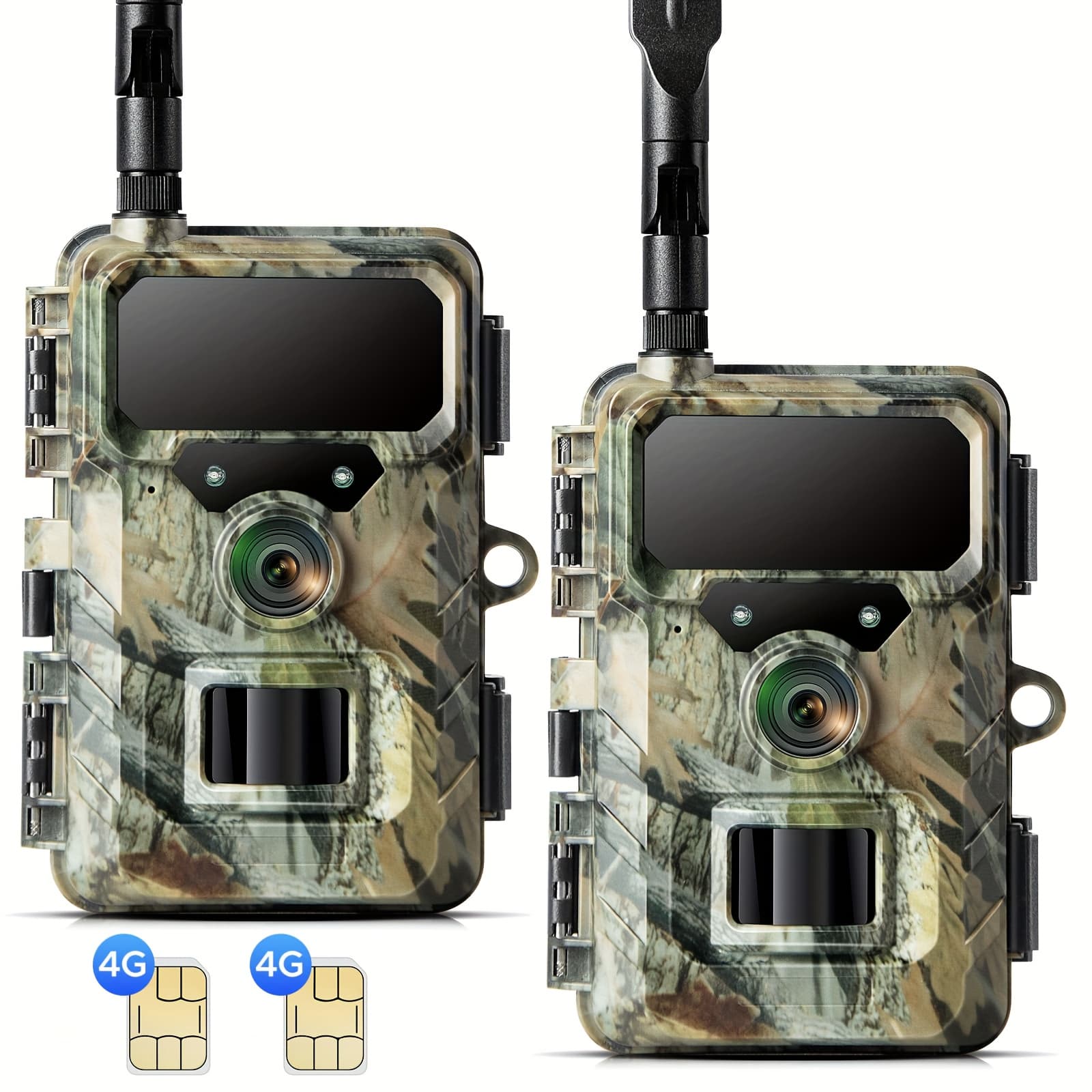 TEMU 2 Pack Cellular Trail Camera, 1080p Game Cameras Built-in 4g Lte Sim Card, Storage, Night Vision 120° Wide-angle Cam For Wildlife Monitoring, Without Battery