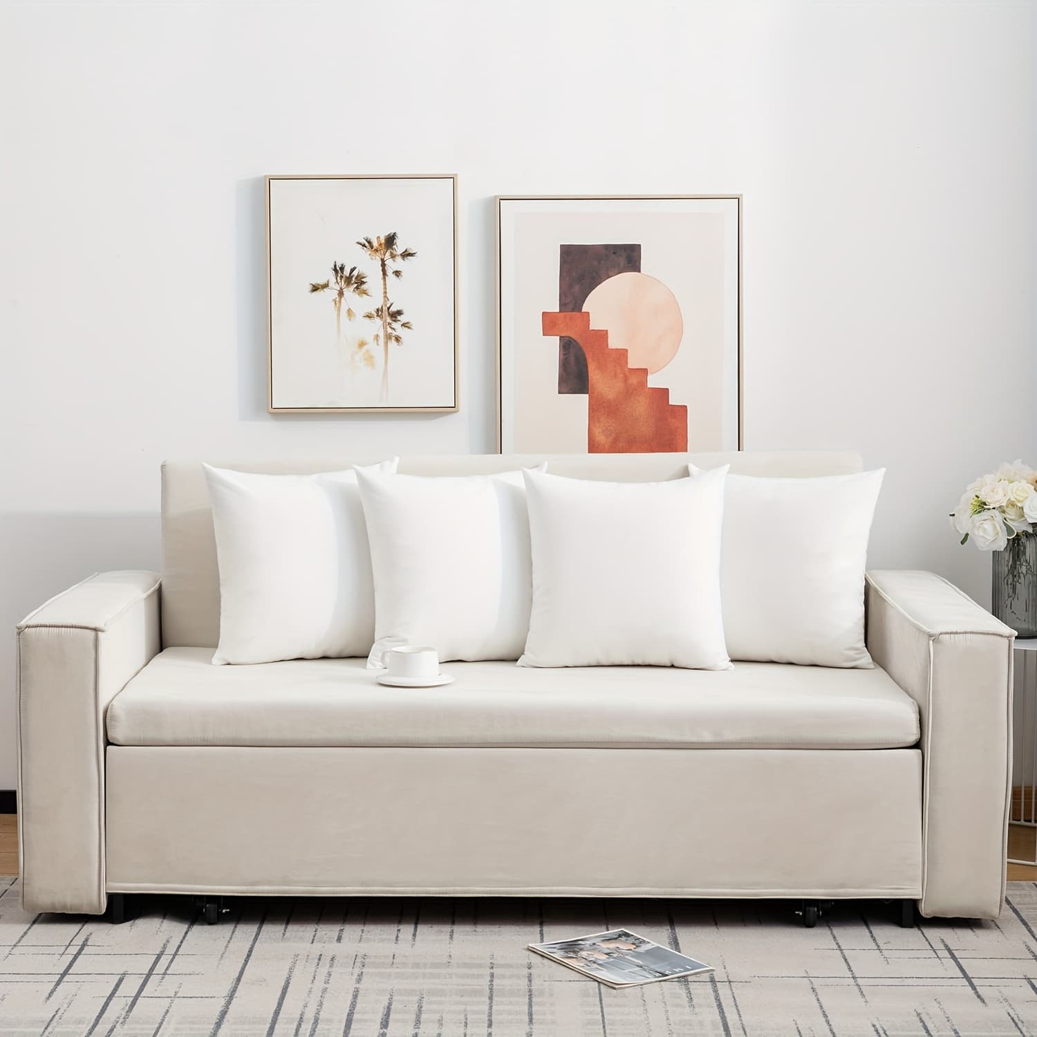 TEMU 4 Pack Soft White Pillow Covers With Zipper - , Machine Washable, Suitable For Living Room, Bedroom And Sofa Decoration - Heat Transfer Pattern, 100% Polyester, No Cushioning, Sofa Pillow Covers