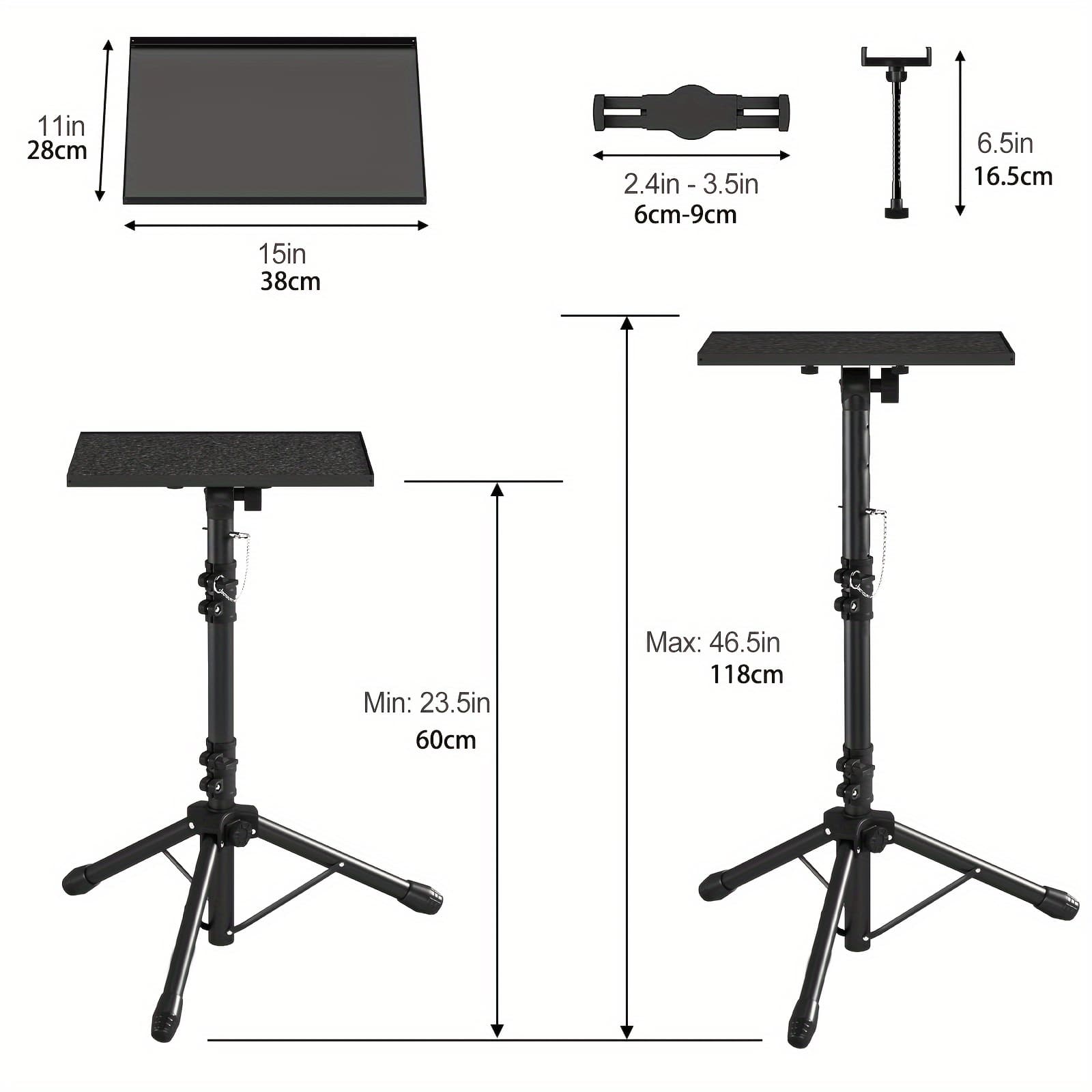 TEMU Projector Stand Tripod, Laptop Tripod Stand Height Adjustable With Gooseneck Phone Holder, Laptop Floor Stand For Office, Home, Stage, Studio, Dj Racks Holder Mount