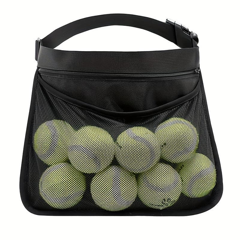 TEMU 1pc Adjustable Tennis Holder Pickleball Golf Waist Pouch, Multifunctional Mesh Waist Hip Bag Carrier For Sports And Accessories, Belt Bag Holding 8 Tennis Or Pickleball For Cycling