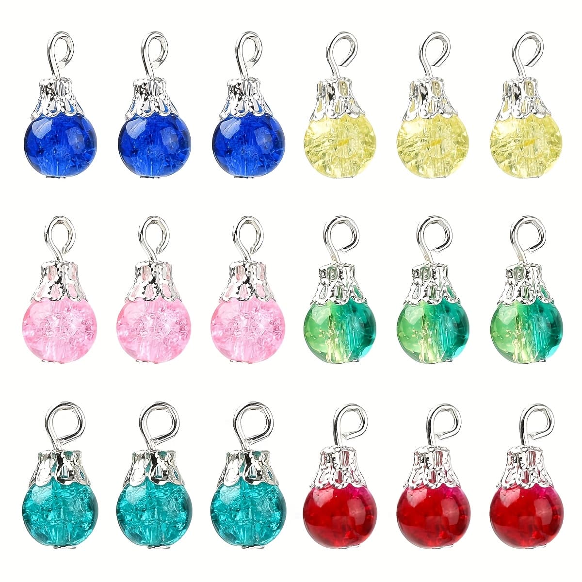 TEMU 48 Floral Glass Bead Pendants For Jewelry Additions, Suitable For Making Earrings, Bracelets, And Necklaces