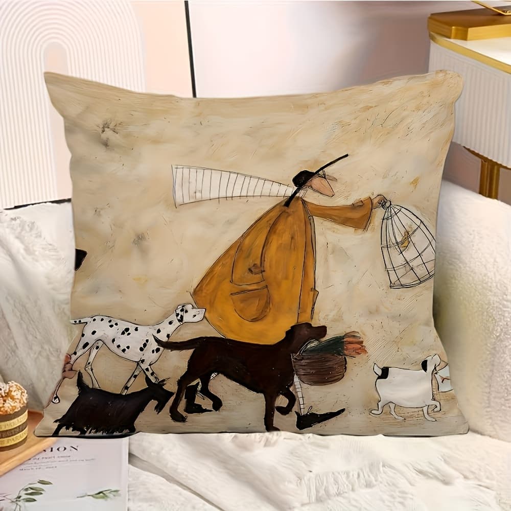 TEMU Art Print Pillowcase, 18 X 18 Inches, Double-sided Printing, Zip Closure, Machine Washable, Suitable For Office, Living Room And Bedroom Decor. (pillow Insert Not Included)