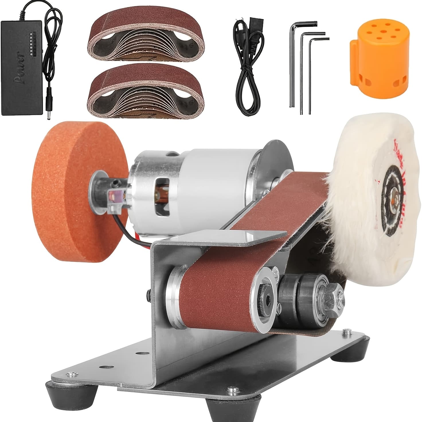 TEMU Mini Belt Sander Belt Grinder Electric Spindle Adjustment Knife Sharpener Polishing Kit For Metal Woodworking Knife Making Handmade