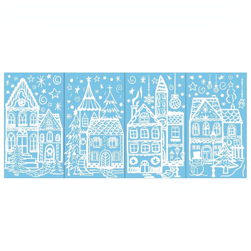 TEMU 4 Sheets Large Christmas Window Stickers, Window Clings For Glass Decoration, Snowman Snowflake Double-sided Window Decals For Christmas Holiday Party Ornament