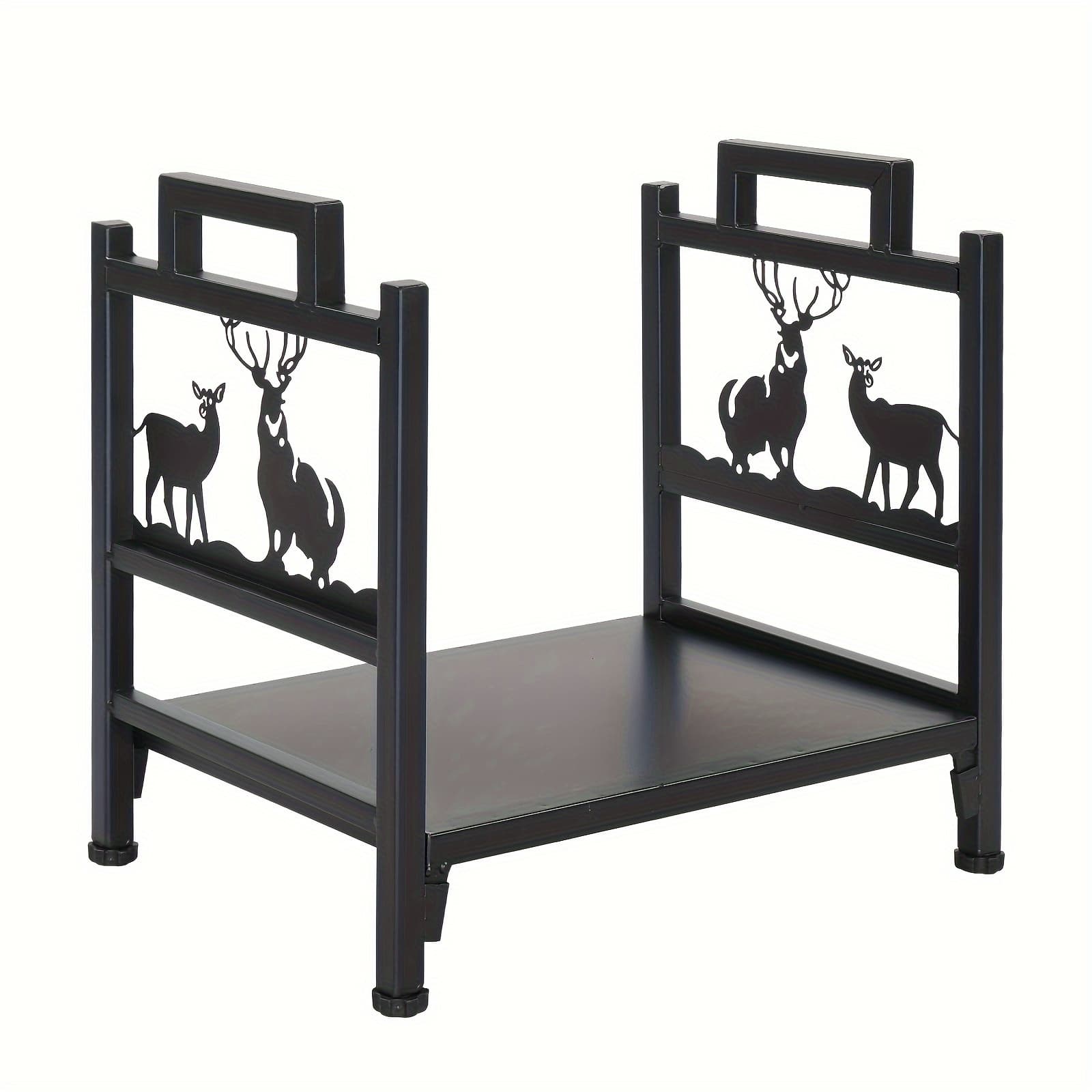 TEMU 1pc Ubesgoo Pattern Log , Small Iron Lumber , Wood Organizer For Fireplace Pit Elk Christmas