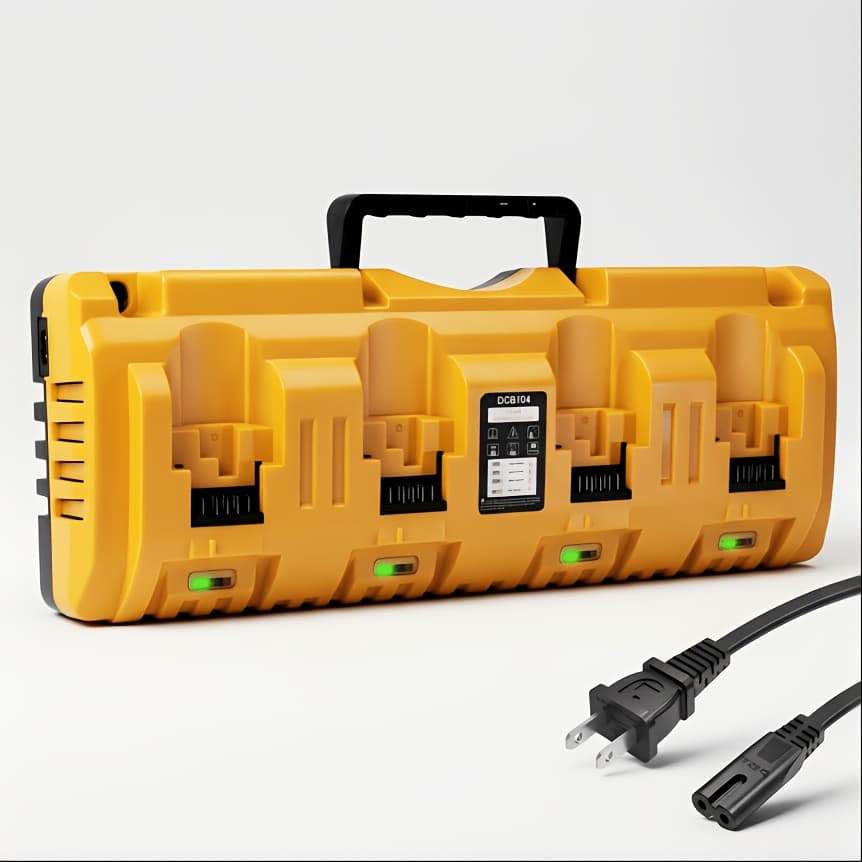 TEMU Dcb104 Fast Charger: Boasts 4 Ports And 2 Usb Ports, Compatible With 12v/20v Max Batteries (dcb124/dcb126/dcb127/dcb200) - Ideal Charging Solution For Workshop And Home (battery Not Included)