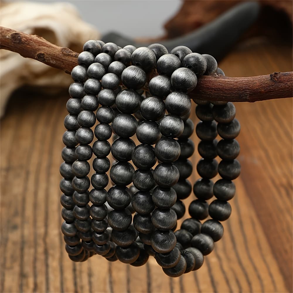 TEMU 6pcs Western Cowboy Beaded Bracelets For - Vintage Multicolor Bead Stacked , Color No Plating Casual Attire, Teacher Graduation Gift, Western Style Suitable For