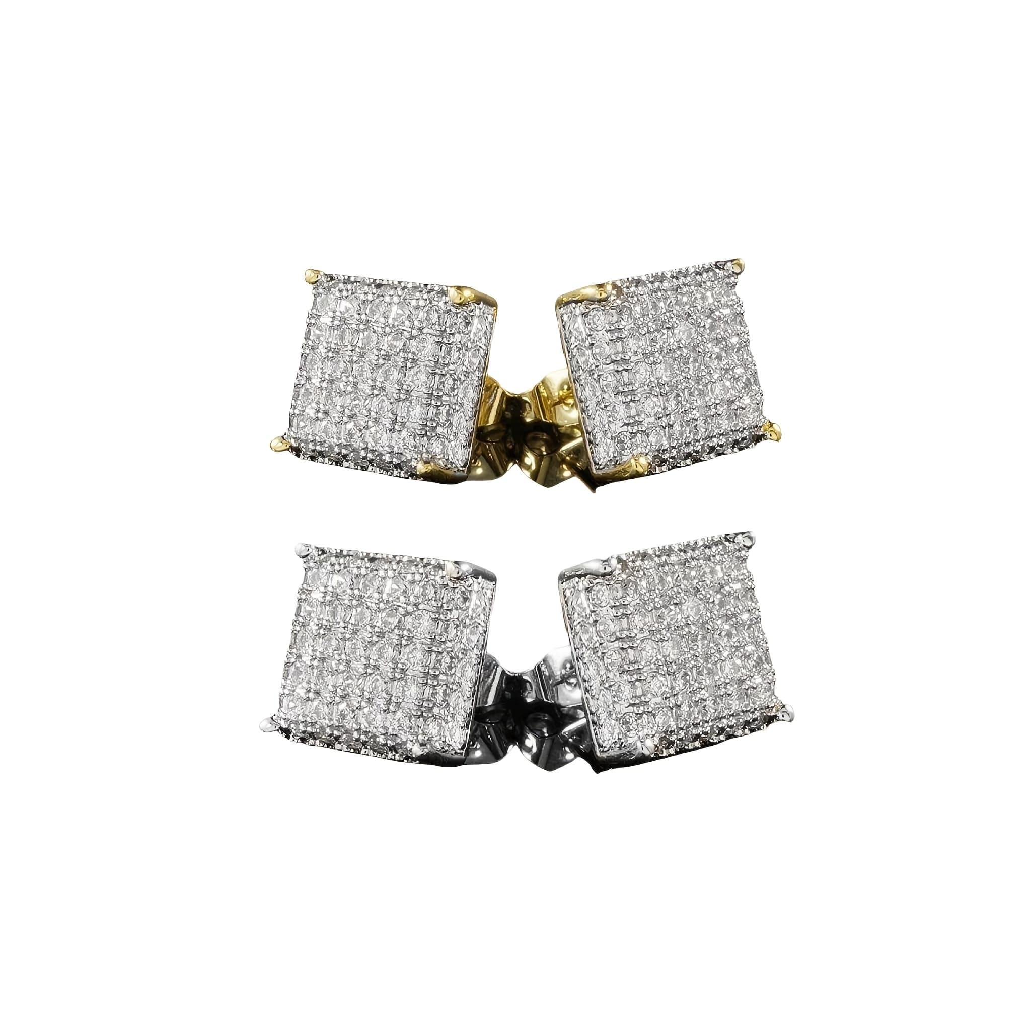 TEMU Fashion Delicate Micro Synthetic Zirconia 4 Claw Square Stud Earrings For Women Men Daily Casual Jewelry