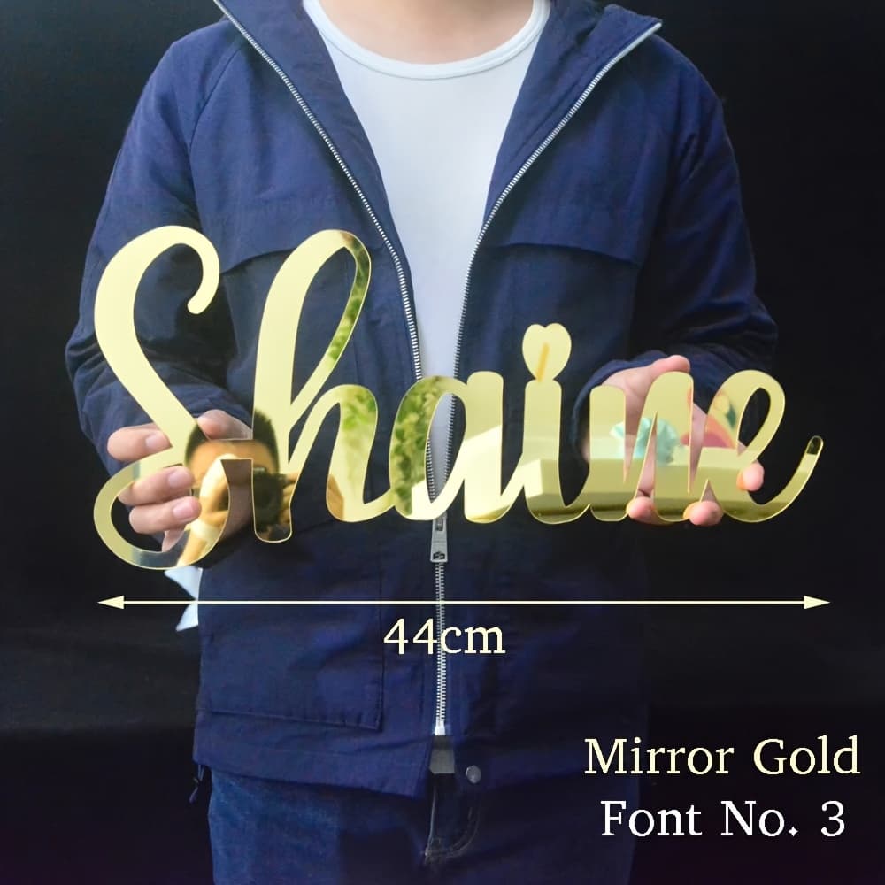 TEMU Customized 44cm Wide Mirror, Golden Name Logo, 2mm Wall Mounted Logo, Wedding Anniversary Engagement Party Decoration