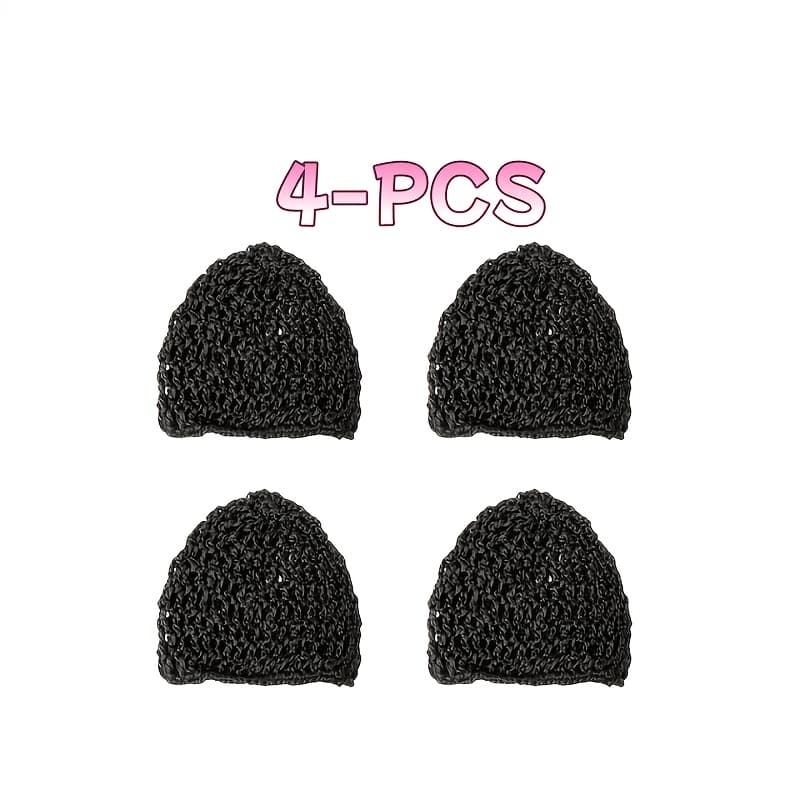TEMU 4pcs High-elastic Breathable Crochet Hair Net Women's Curly Hair Care Sleeping Comfortable All-match Headscarf