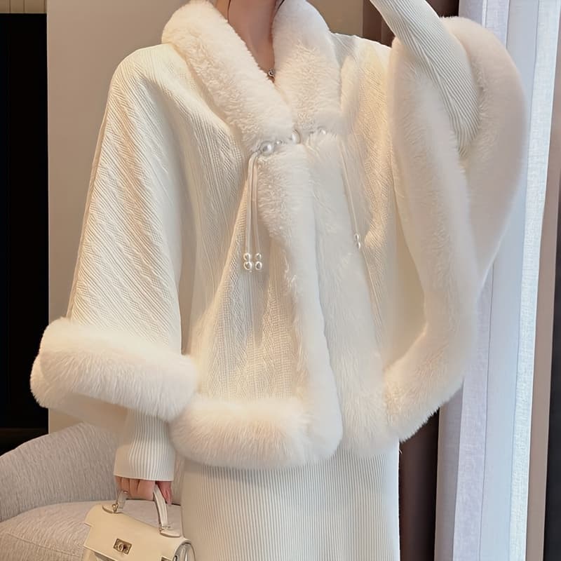 TEMU Fleece And Thicker 2025 New Elegant Cape Shawl Cheongsam Temperament High-end Autumn Winter Warm Jacket Plush