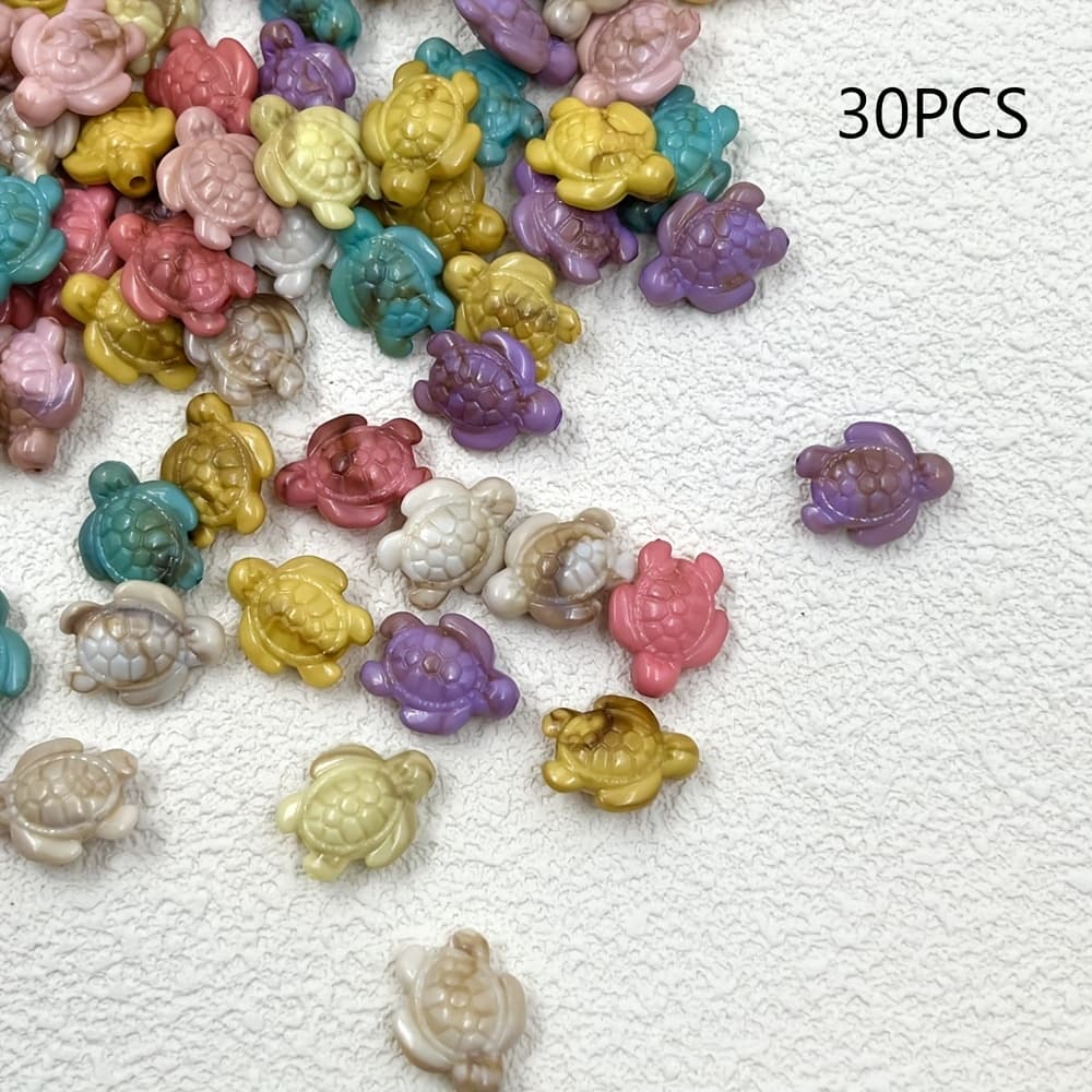 TEMU 30pcs Random Colors, Colorful Turtle Beads. Style, Turquoise Turtle Pendant Beads, Diy Bracelet Necklace Craft Decoration Beads & Bead Assortments