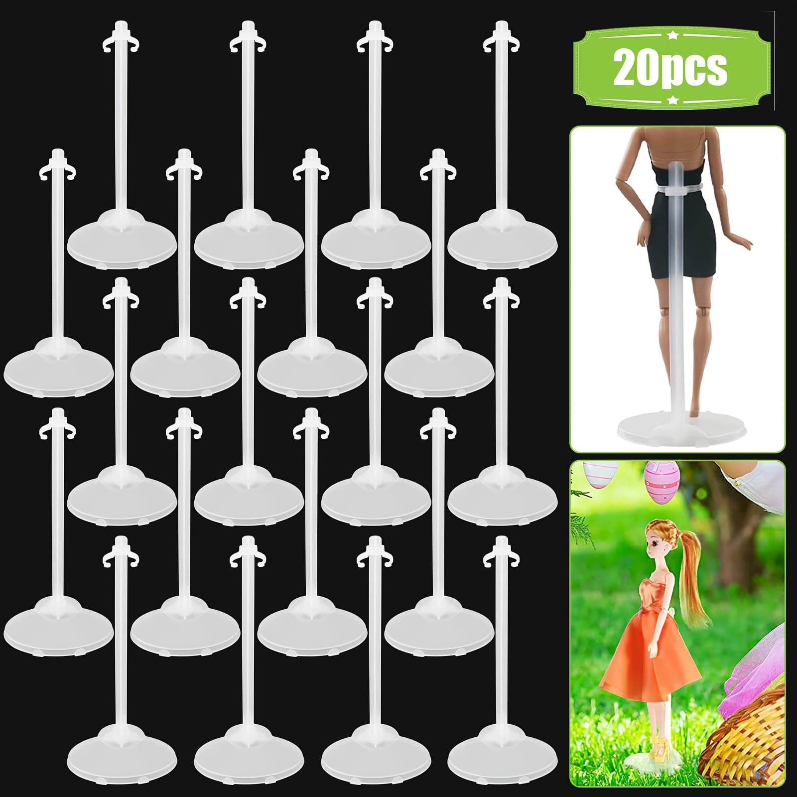 TEMU 20pcs Doll Display Stands, Doll Standing Holder For 11-13" Action Figures, Model Bracket, Miniature Doll Support Frame