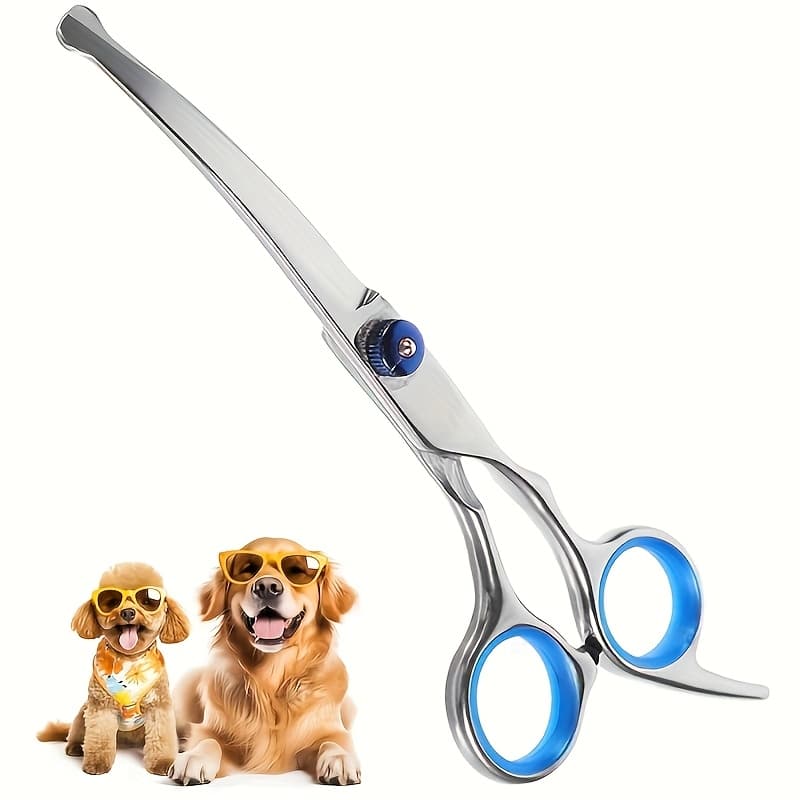 TEMU Professional Pet Grooming Scissors Set With Safety Round Head - Stainless And Cat Shears, Curved Design