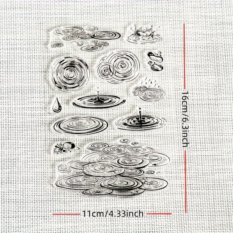 TEMU 1pc Raindrop Water Ripple Transparent Stamp, Diy Scrapbooking Water Ripple Seal Stamp, Clear Stamp For Card Making, Photo Album, Diary Decoration