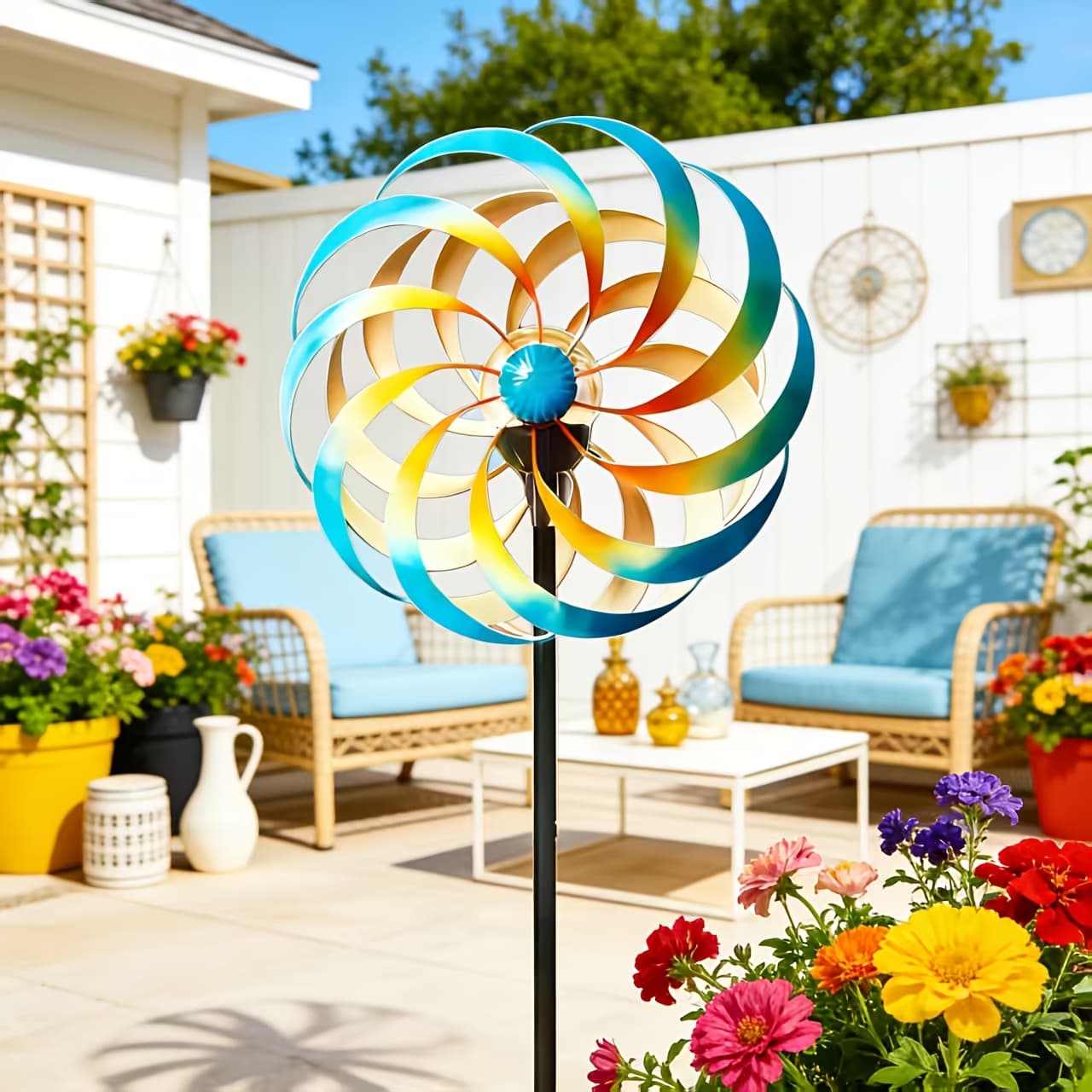 TEMU Solar Garden Windmill Light With Design, Waterproof Spinning Solar Led Outdoor Stake Light For Yard, Lawn, Pathway, Patio Decoration. An Ideal Gift For Mothers, , Or Garden Enthusiasts