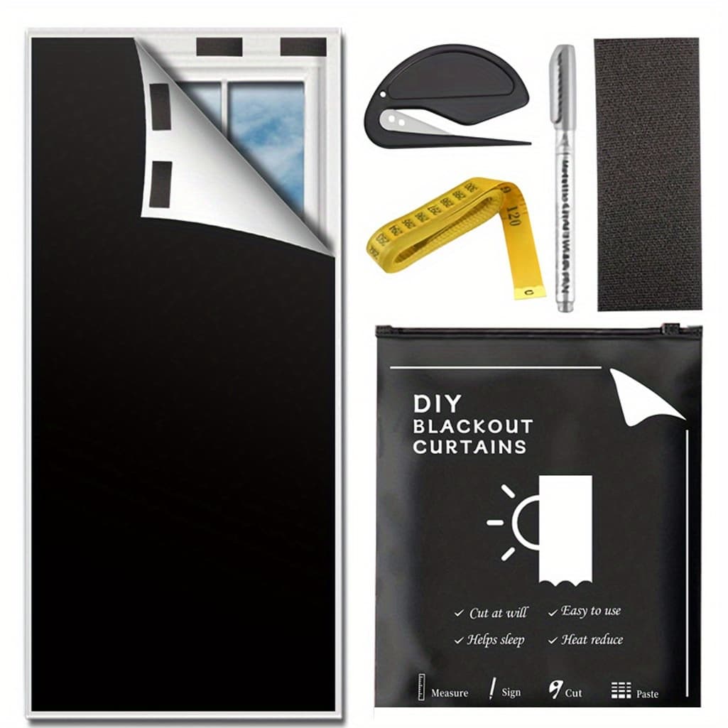 TEMU [portable Blackout Curtains] 100% Blackout Window Cover, Portable Magnetic Blackout Shades For Window, Black Out Window Blinds No Drill Cuttable Blackout Curtains For Bedroom, Rv