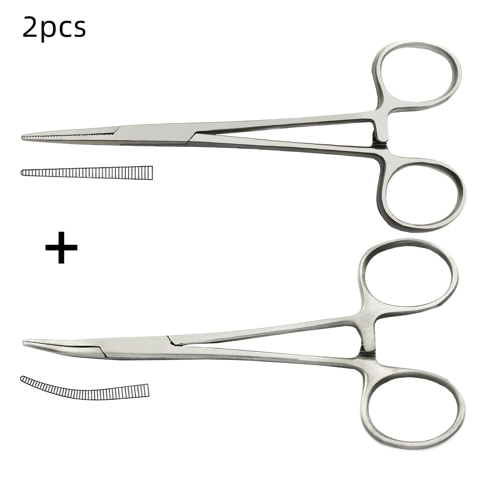 TEMU 2pcs Stainless Steel Pet Ear Hair Remover, Dog Grooming Tool With Straight And Curved Tips, Pet Hair Removal | Ergonomic Handle | Polished Finish, Pet Hair Remover Tool