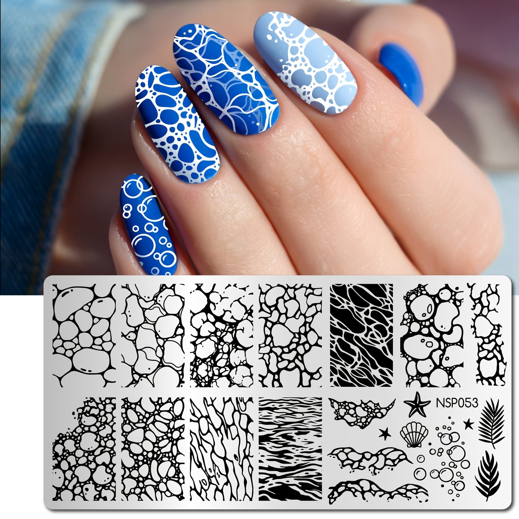 TEMU Nail Stamping Plates Ocean Waves Nail Stamp Plate Summer Vibe Nail Art Stencils For Diy Nail Art Manicure Salon Supply