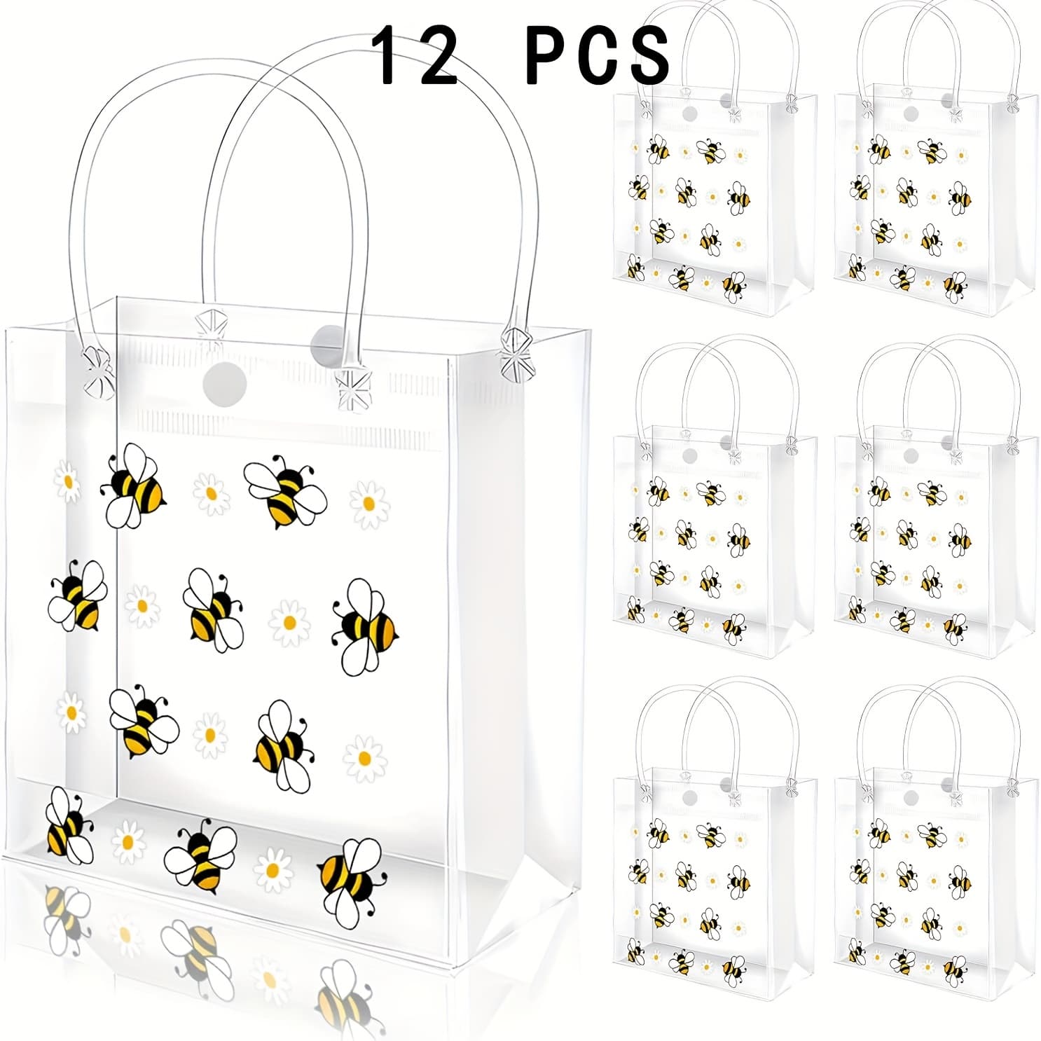 TEMU Gift For Her/him 12 Bee Gift Bags With Handles. The Cute Yellow Gift Bags Are Perfect For Spring Weddings, Birthdays And Bridesmaid Parties