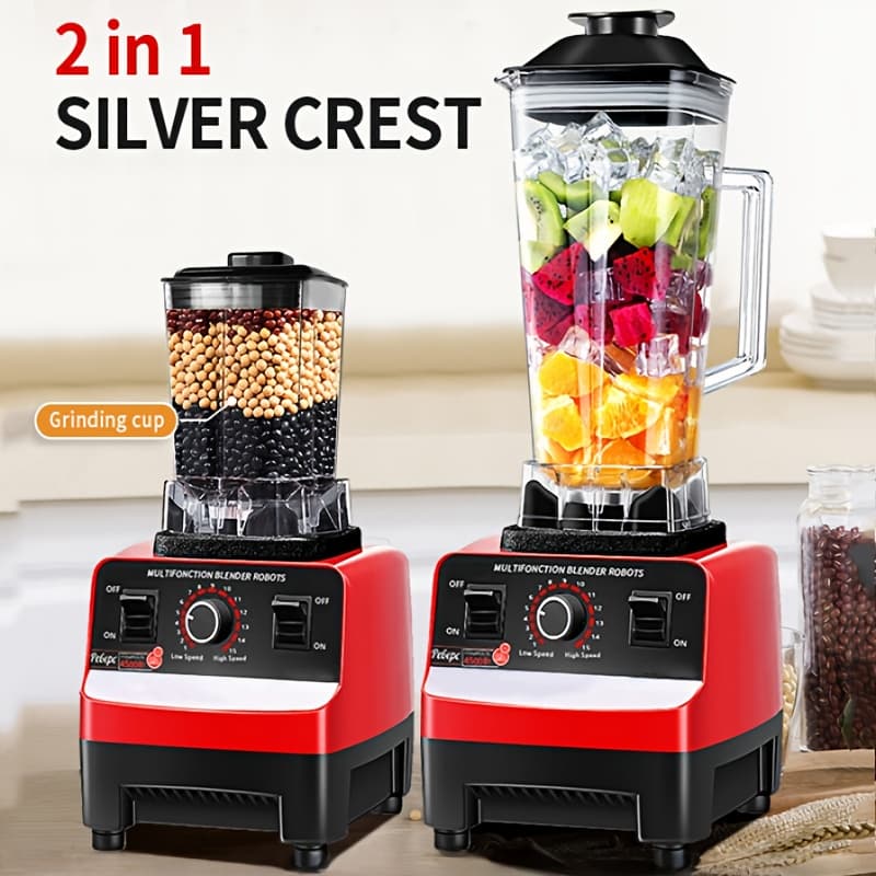 TEMU Professional Kitchen Blender, 9-speed Adjustable, Bpa Milkshake Machine, Stainless Steel , Suitable For Making And Smoothies, Nuts, Ice Cubes And Fruits, In The Dishwasher (red, Black )