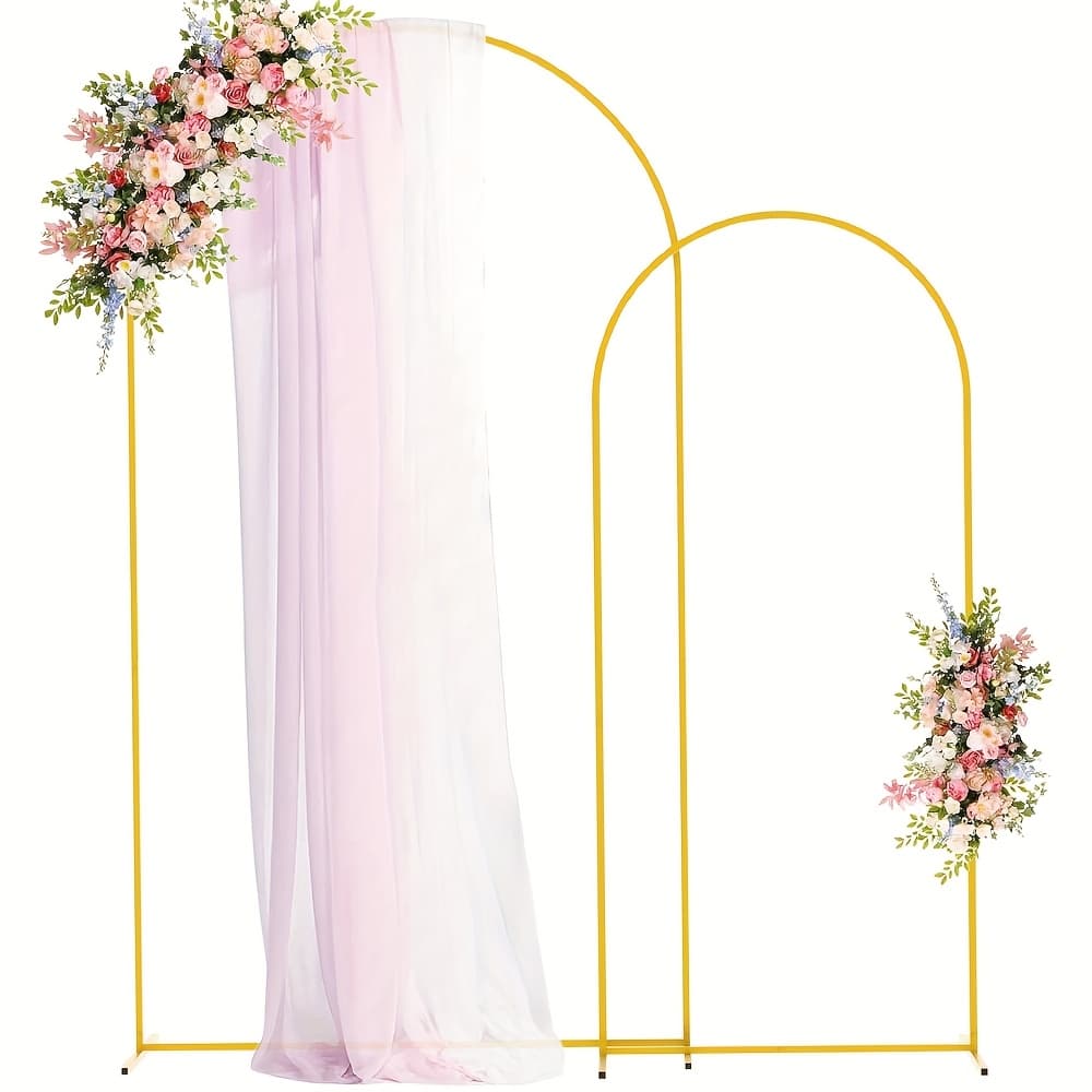 TEMU Set Of 2 Golden Metal Arch Backdrop Stand, Arch Stand 2pcs Set, Solid Wedding Arch Frame, Suitable For Wedding Ceremony, Birthday Party, Birthday Party, Graduation Decoration