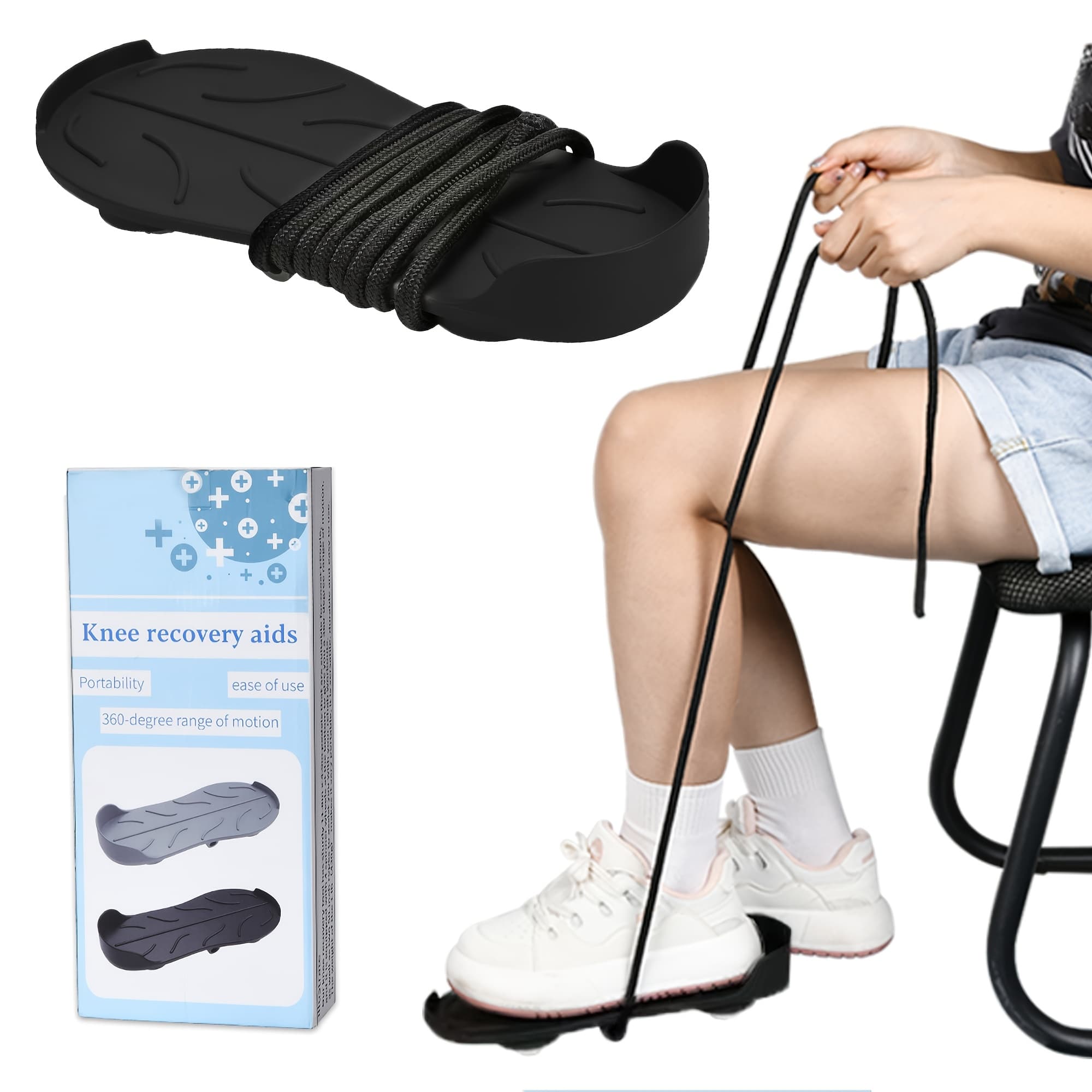 TEMU Knee Joint Recovery Aid With Assistance Cord And Universal Wheel, Used For Knee Joint Replacements, Replacements, Acl/ Pcl, Etc. , Easy To Carry And More Powerful, Without Battery