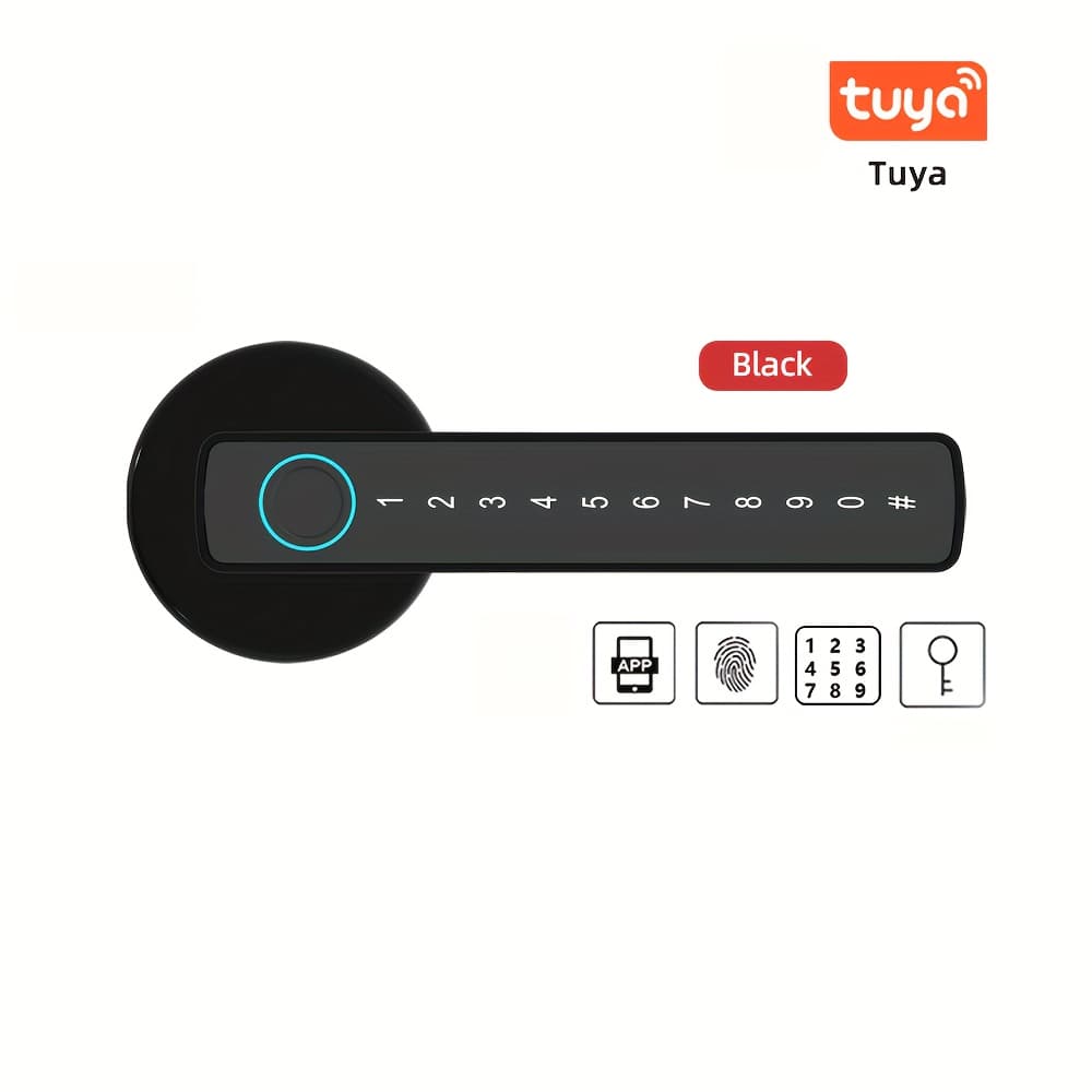 TEMU Intelligent Door Lock Fingerprint, Keyless Entry Door Lock With Handle, App/ic Card/code/key/fingerprint Biometric Electronic Keyless Entry Lock, Suitable For Bedrooms, Homes, Hotels, Offices