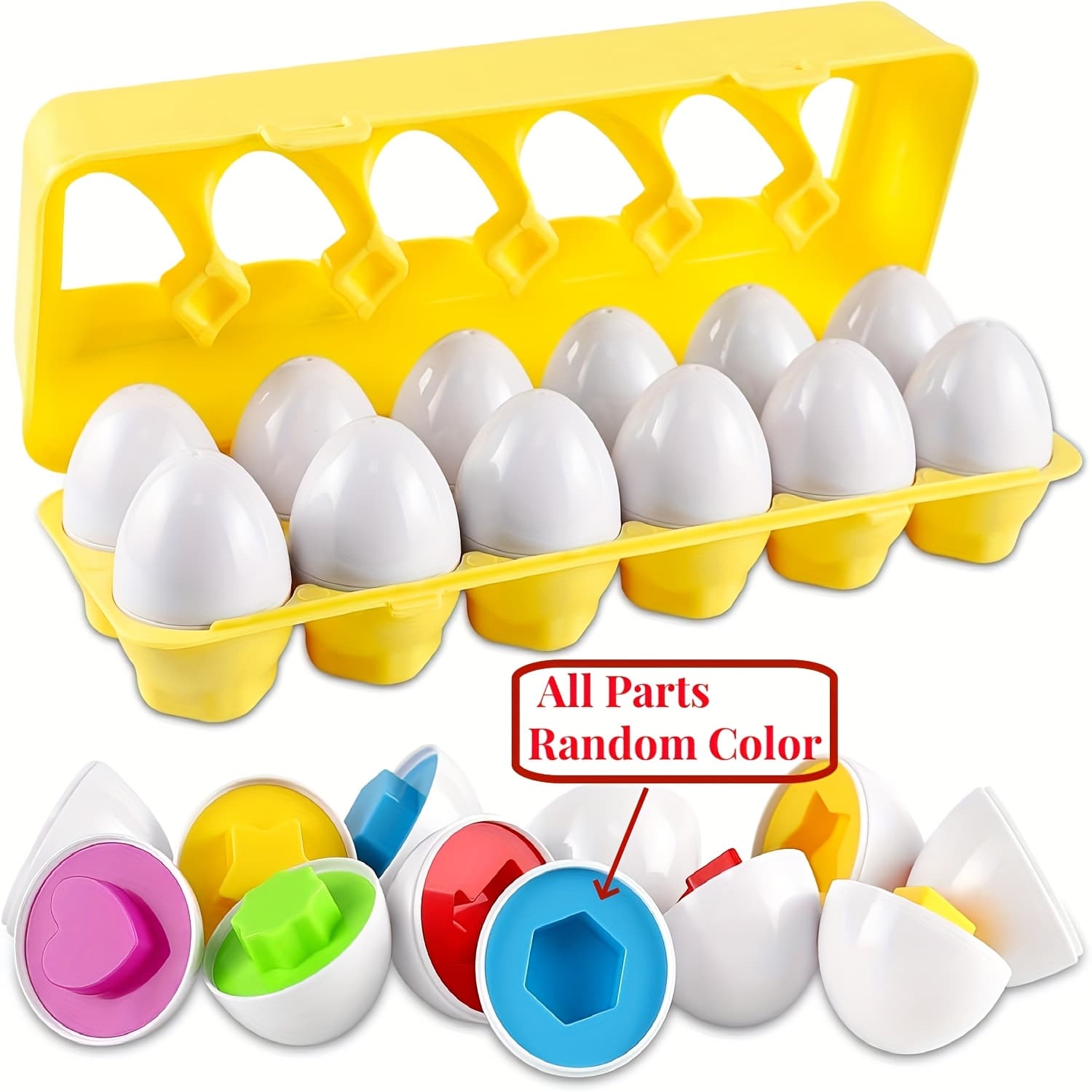 TEMU Matching Eggs Toys Color And Shape Recognition Sorter Puzzle, Toys For Easter Travel Game, Sensory Early Learning Fine Motor Skills For , Random Color