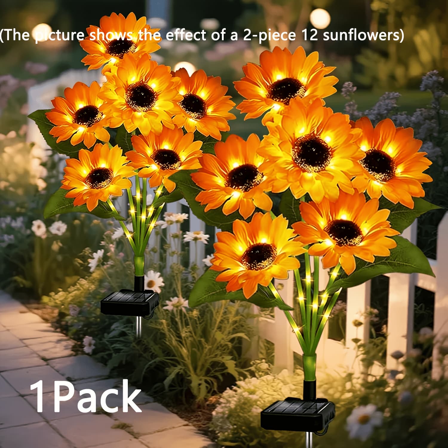 TEMU Solar Sunflower Lights Outdoor Waterproof Garden Yard Decor, 6 Sunflowers Lights, Flowers Decorations Christmas Birthday Gifts For Mom Women Grandma