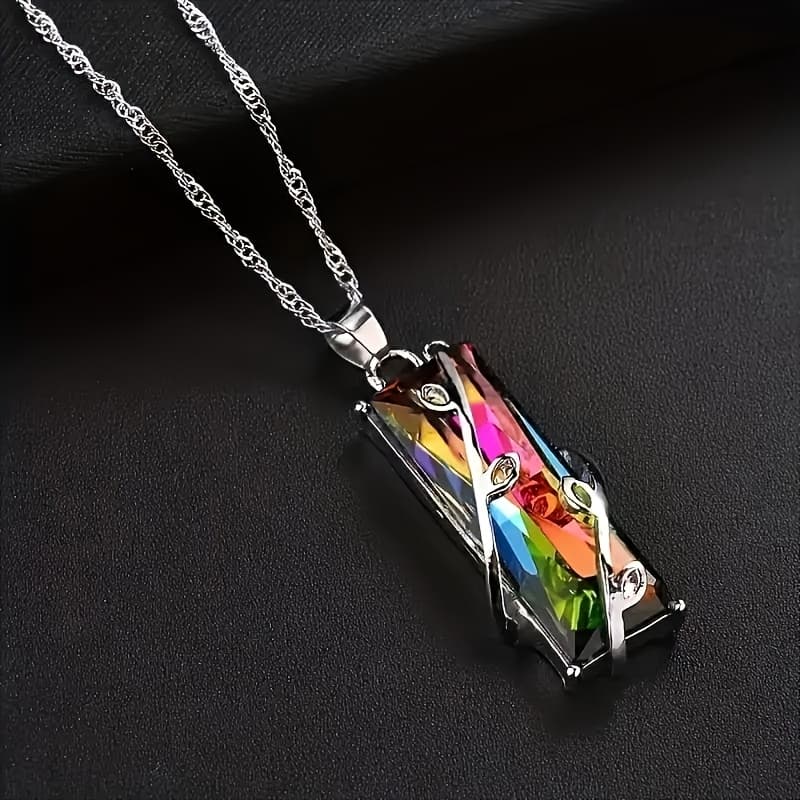 TEMU 1 Gorgeous And Colorful Artificial Crystal Branch Pendant Necklace, Exquisite Women's Jewelry Gift, Ideal Gift For Mother's Day, Thanksgiving, Christmas, And Valentine's
