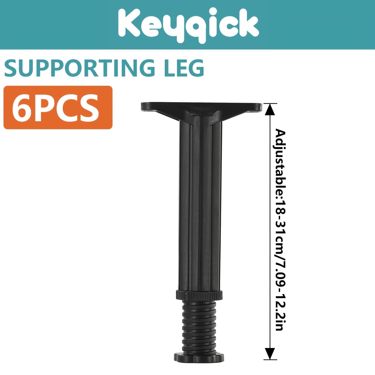 TEMU 6pcs Adjustable Bed Frame Support Legs, 4.7" To 12" Height Range - Strong Load Bearing Capacity For Large & Extra-large Beds, Durable Plastic With Roman Column Design
