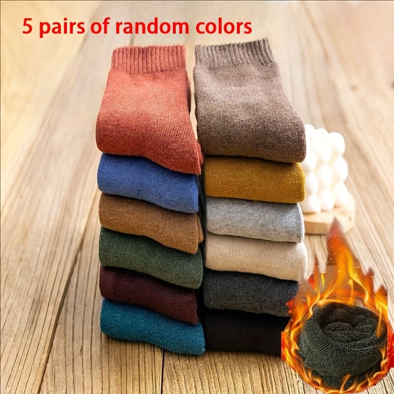 TEMU 5 Pairs Of Random And Winter New Thick Warm Terry Socks Cute Cartoon Bear Floor Towel Socks Versatile Women's Socks
