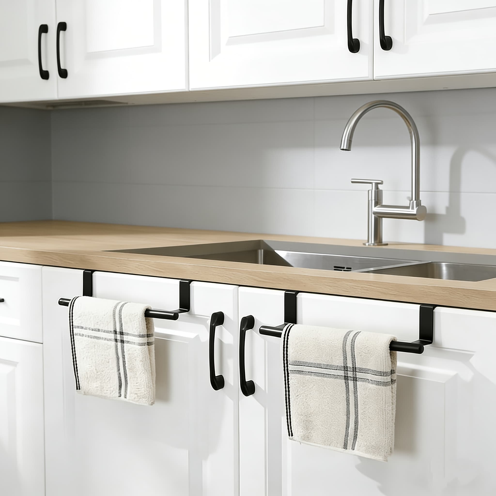 TEMU Set Of 2 Removable Towel Holders - No Drilling Required, Rust-resistant, Sturdy Towel Rod, Ideal For Kitchen And Bathroom, For , A Must-have For Household Use